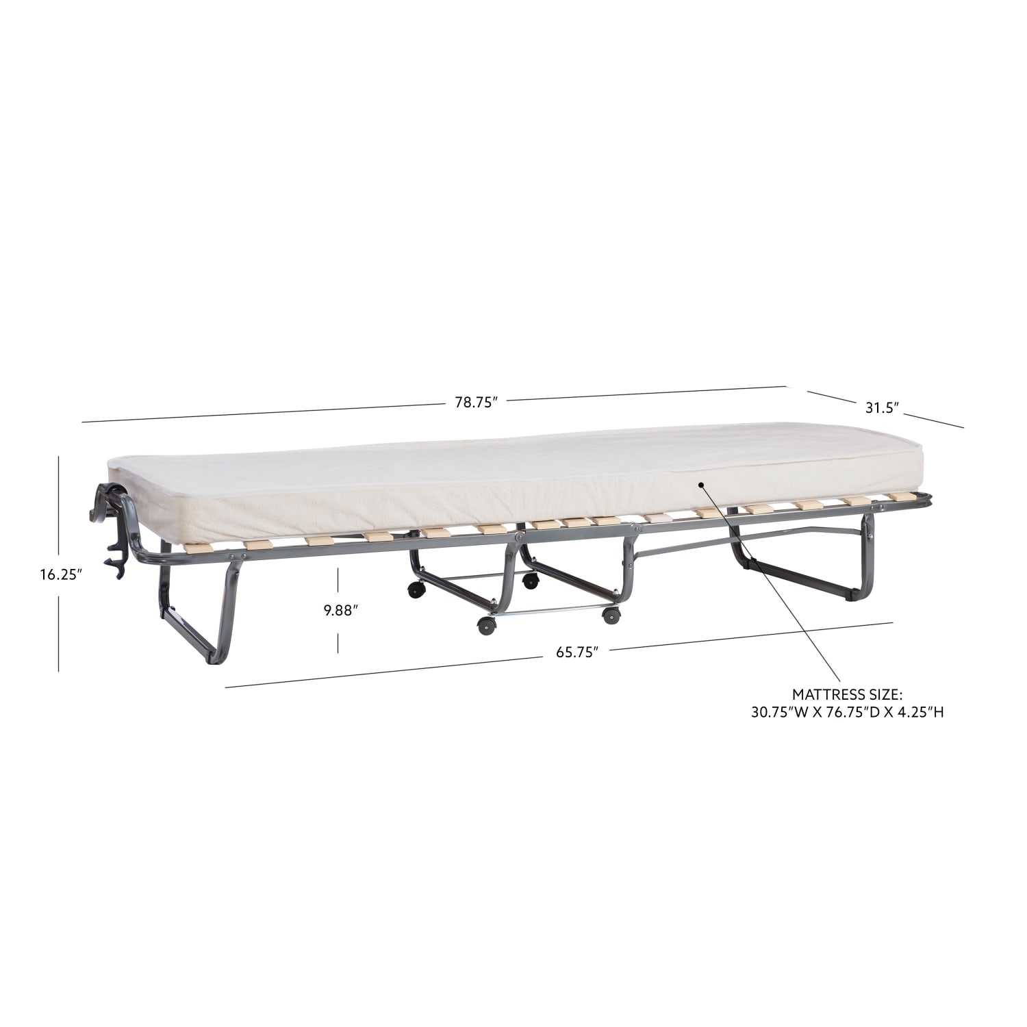 Linon Luxor Folding Bed With Memory Foam, 16-1/4inH x 31-1/2inW x 78-4/5inD, Beige - Image 12