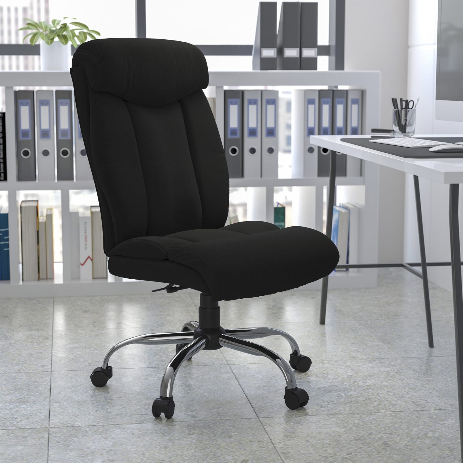 Flash Furniture Hercules Big And Tall HighBack Ergonomic Office Chair With Full Headrest And Chrome Base Black Fabric PopularChairscom Flash Furniture Hercules Big And Tall High Back Ergonomic Office Chair With Full Headrest And Chrome Base Black Fabric PopularChairscom