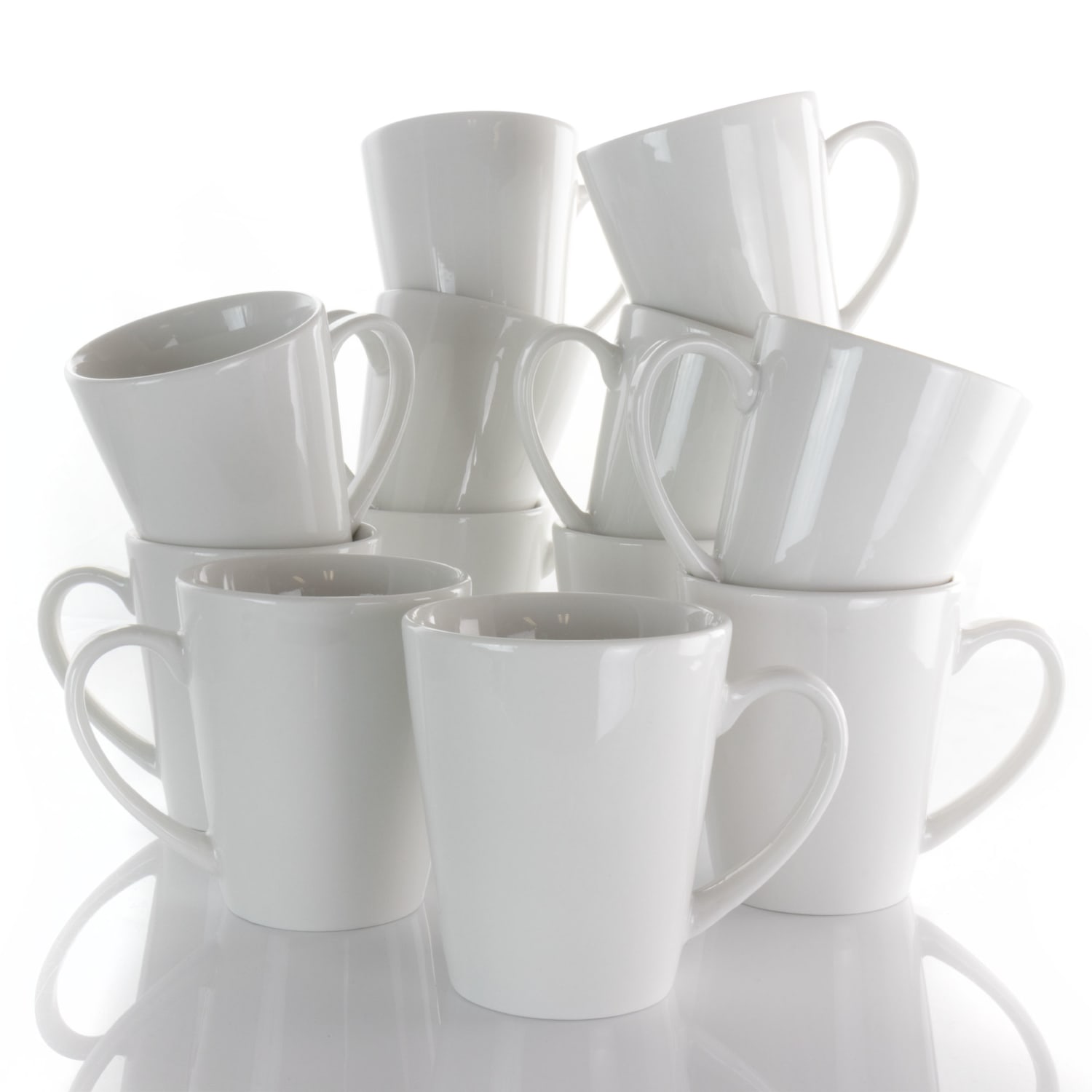 Elama Holt 12-Piece Porcelain Mug Set, 10 Oz, White - Image 3