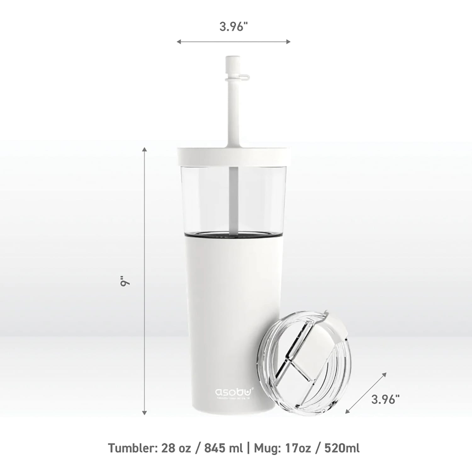 ASOBU Marina See-Through Triton Tumbler With Flexible Straw, 28 Oz, White - Image 6