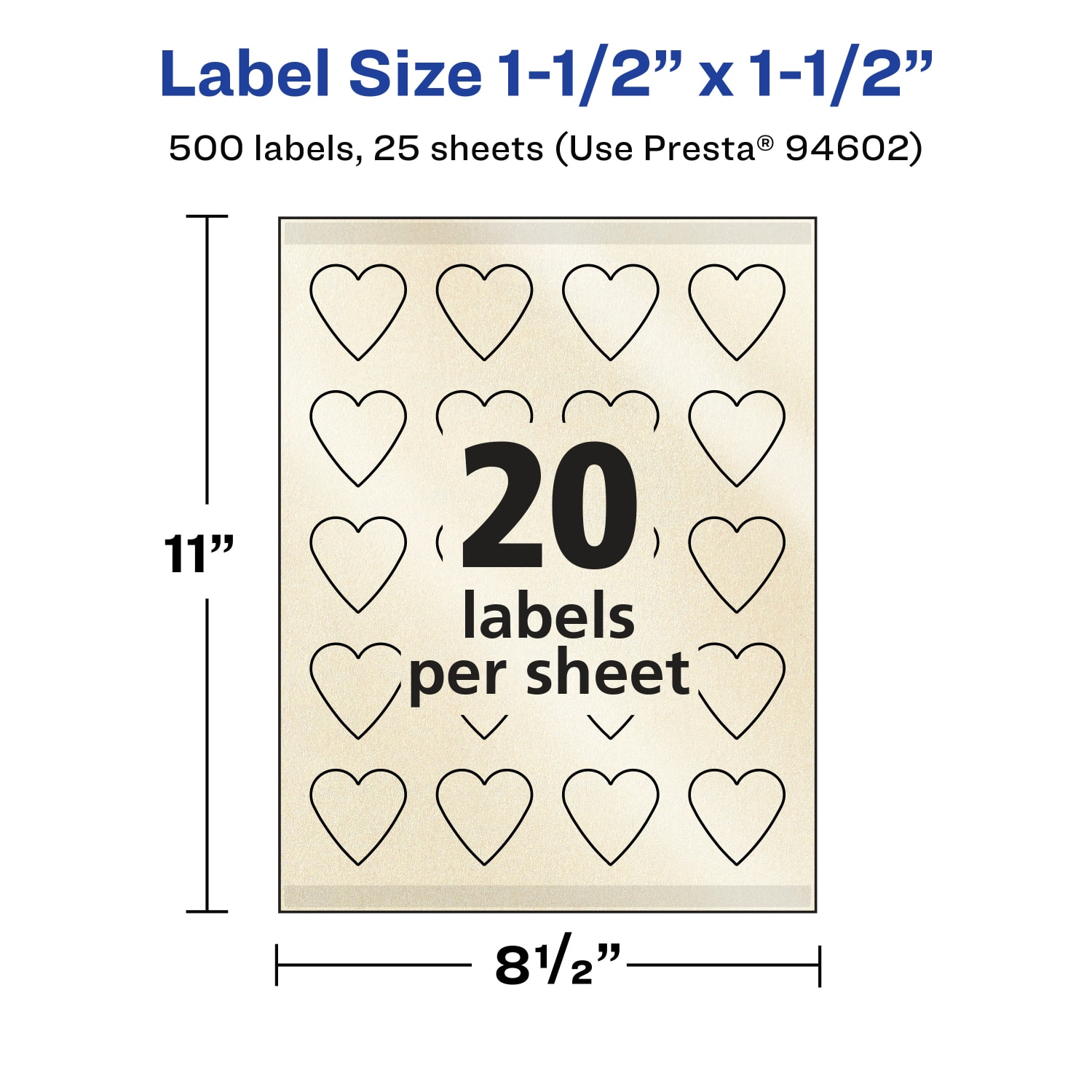 Avery Pearlized Permanent Labels With Sure Feed, 94602-PIP25, Heart, 1-1/2in x 1-1/2in, Ivory, Pack Of 500 Labels - Image 6