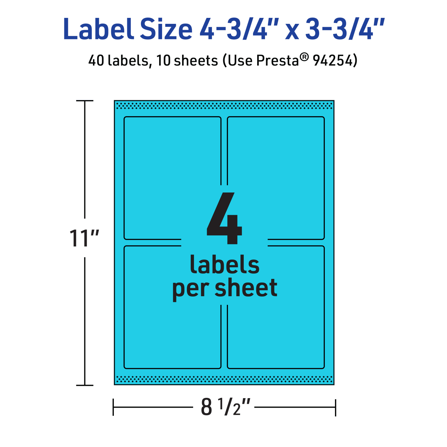 Avery Print-To-The-Edge Labels With Sure Feed Technology And Easy Peel, 94254-BBP10, Rectangle, 4-3/4in x 3-3/4in, Matte Bright Blue, Pack of 40 - Image 6
