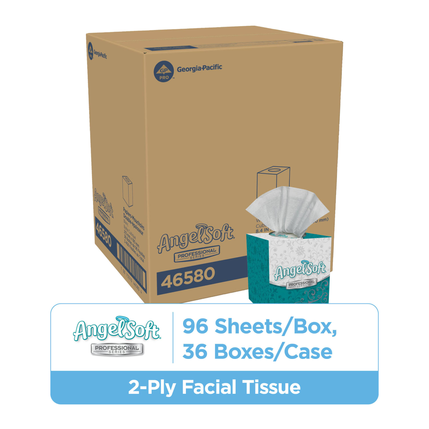 Angel Soft Professional Series by GP PRO 2-Ply Facial Tissue, 96 Sheets Per Box, Case Of 36 Boxes - Image 3