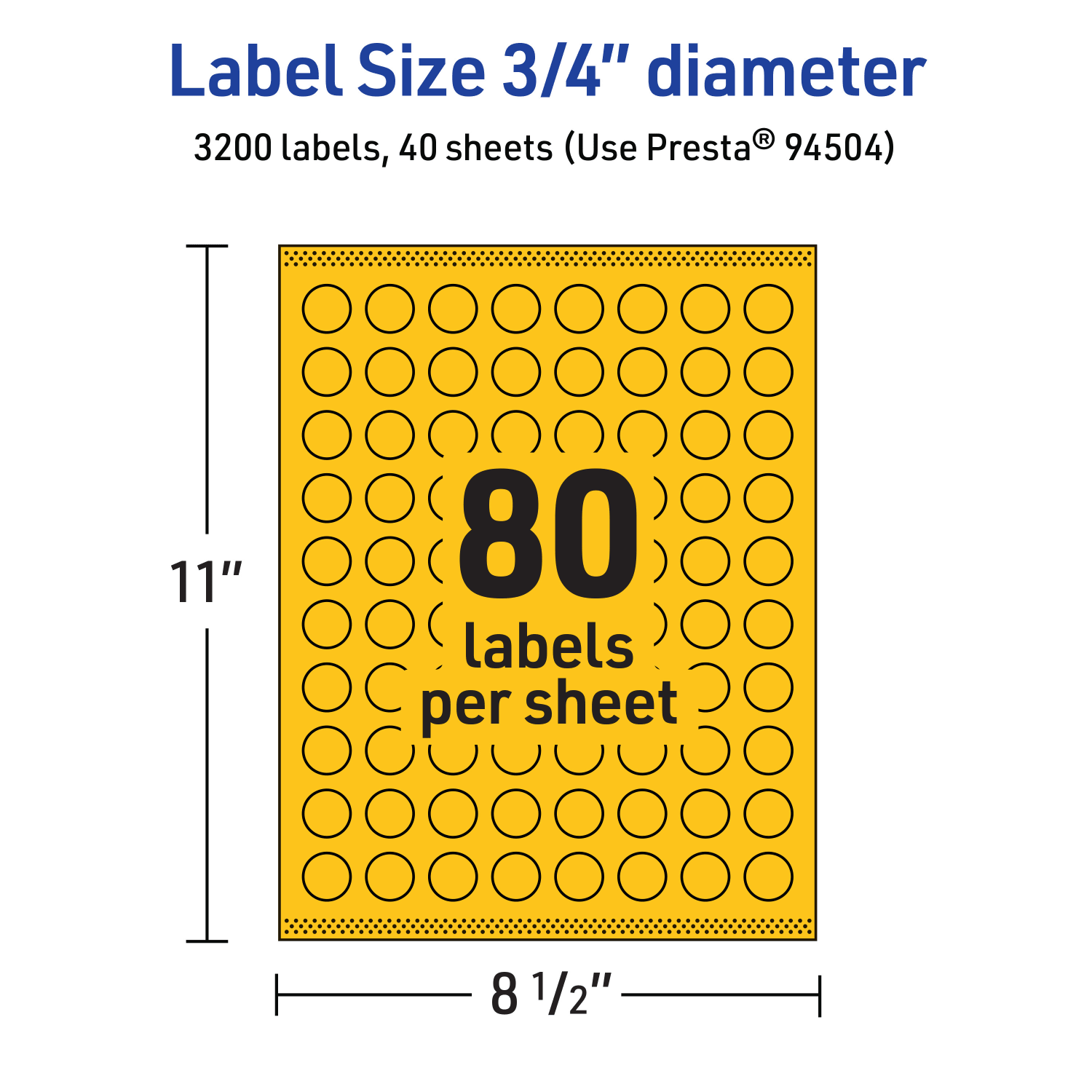 Avery Print-To-The-Edge Labels With Sure Feed Technology And Easy Peel Label Feature, 94504-BYP40, Round, 3/4in, Matte Bright Yellow, Pack of 3200 - Image 6