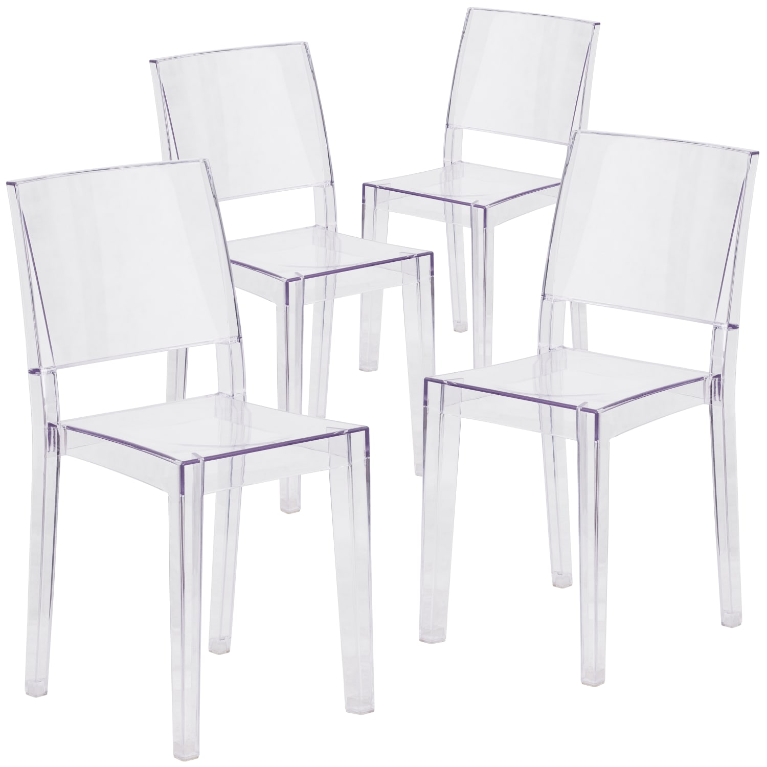 Flash Furniture Phantom Series Transparent Stacking Side Chairs, Clear, Set Of 4 Chairs - Image 4