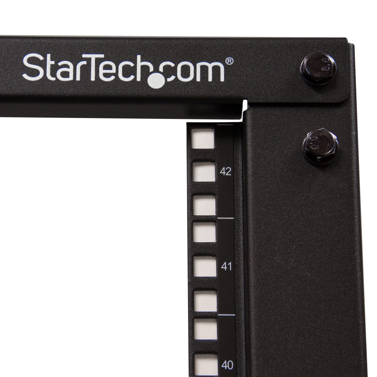 StarTech.com 42U Adjustable Depth Open Frame 4 Post Server Rack Cabinet - Flat Pack w/ Casters, Levelers and Cable Management Hooks - 4POSTRACK42 - Image 3