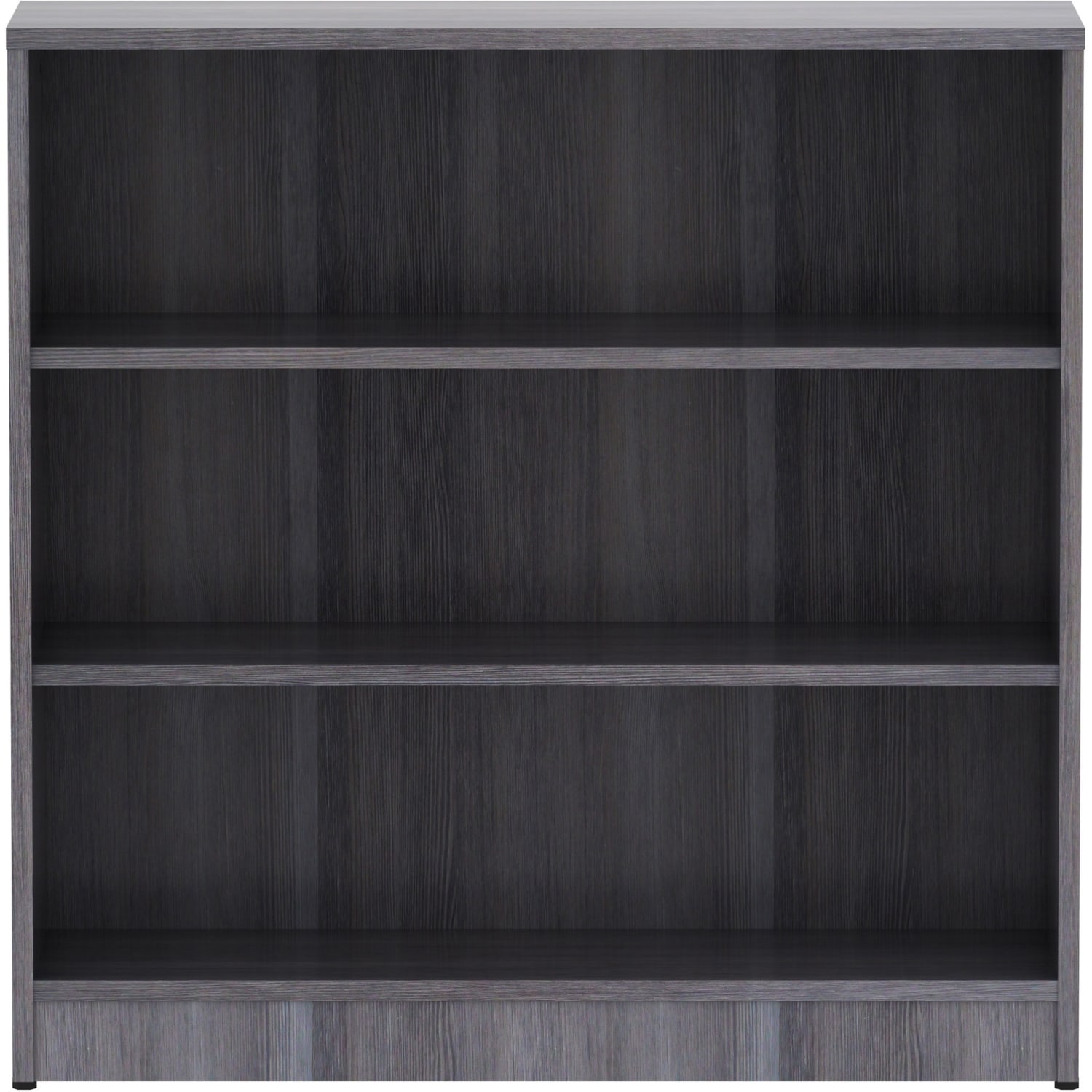 Lorell Laminate 3-Shelf Modular Shelving Bookcase, 36inH x 36inW x 12inD, Weathered Charcoal - Image 3