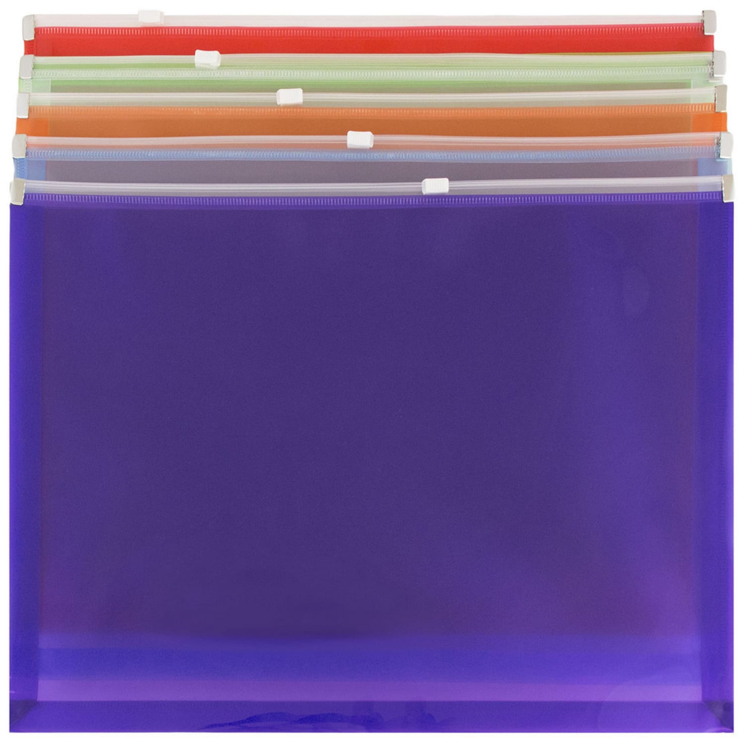 JAM Paper Plastic Envelopes, 9-3/4in x 13in, Zipper Closure, Assorted Colors, Pack Of 6 Envelopes - Image 4