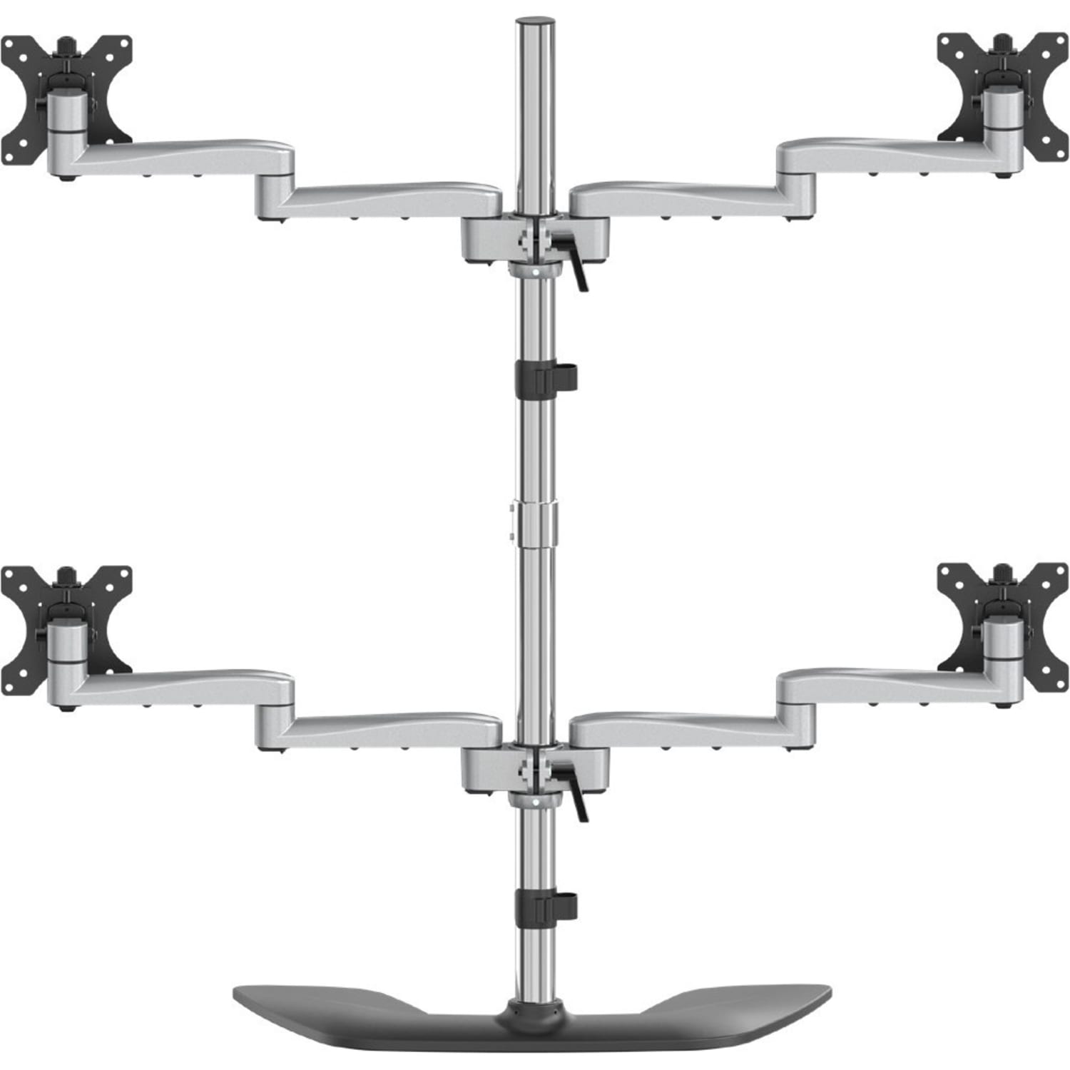 StarTech.com Quad Monitor Stand - Desktop VESA 4 Monitor Arm up to 32in Screens - Ergonomic Articulating Pole Mount - Adjustable - Silver - VESA 75x75/100x100mm desktop quad monitor stand 2x2 supports 4 displays up to 32in 17.6lb per screen - Image 4