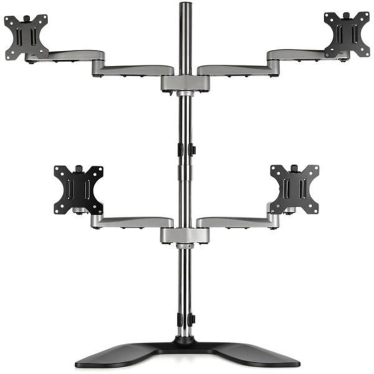 StarTech.com Quad Monitor Stand - Desktop VESA 4 Monitor Arm up to 32in Screens - Ergonomic Articulating Pole Mount - Adjustable - Silver - VESA 75x75/100x100mm desktop quad monitor stand 2x2 supports 4 displays up to 32in 17.6lb per screen - Image 6