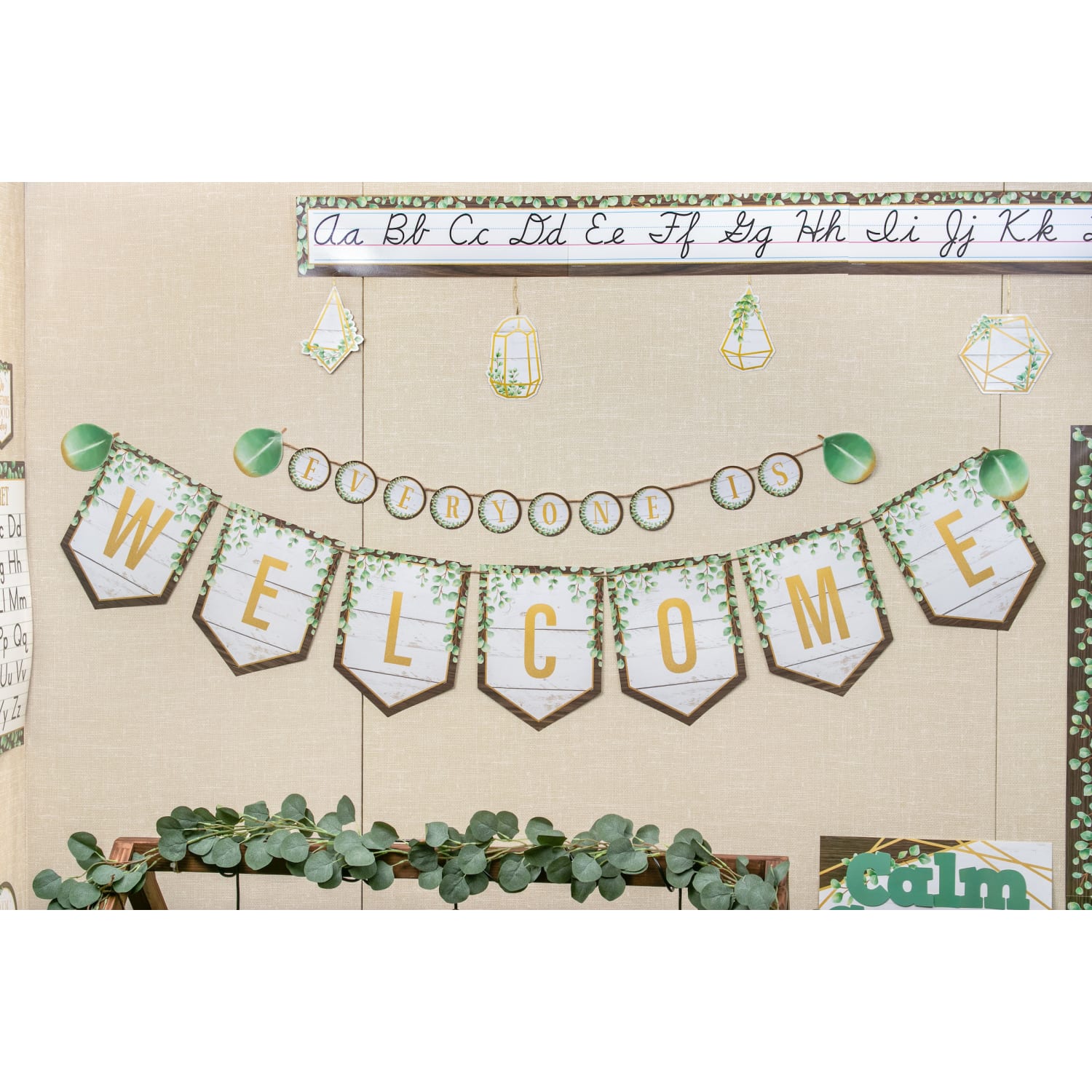 Teacher Created Resources Eucalyptus Pennants Welcome Bulletin Board Set, Multicolor, Set Of 53 Pieces - Image 3