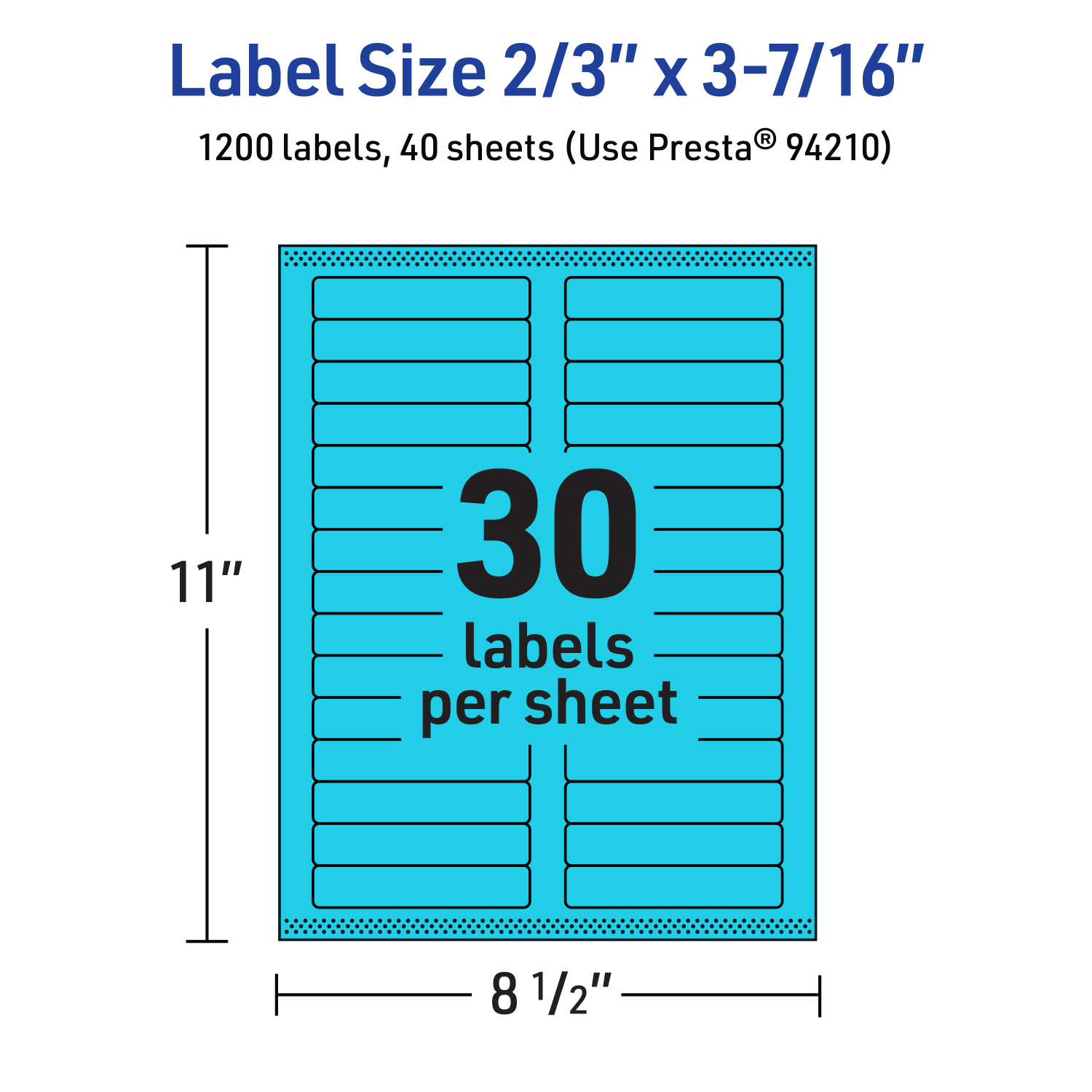 Avery Printable Labels With Sure Feed Technology, 94210-BBP40, Rectangle, 2/3in x 3-7/16in, Matte Bright Blue, Pack of 1200 - Image 6