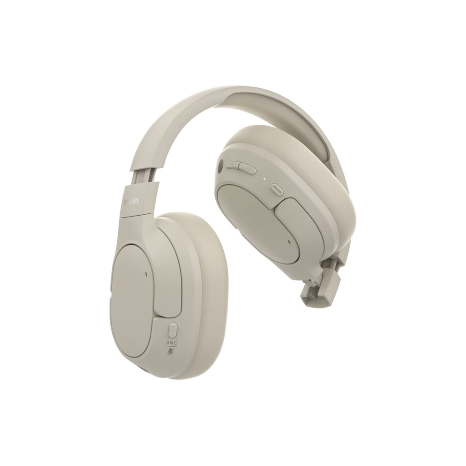 Belkin SoundForm Isolate Noise Cancelling Over-Ear Headphones, USB Type C, Mini-Phone (3.5mm), Wired/Wireless, Binaural, Circumaural, Sand - Image 4