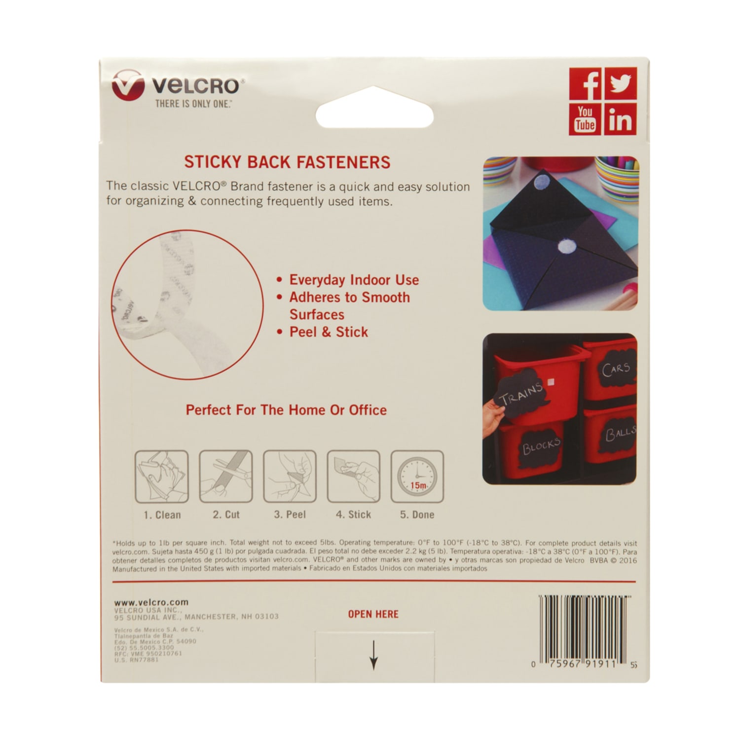 VELCRO Brand Sticky Back Fastener Tape Roll, 3/4in x 5ft, White - Image 4