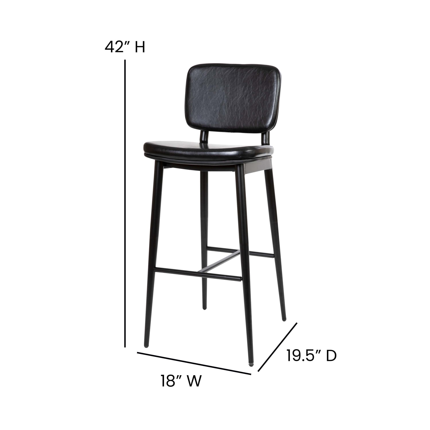 Flash Furniture Kenzie Commercial Grade Mid Back Bar Stools Black Set Of 2 Stools PopularChairscom