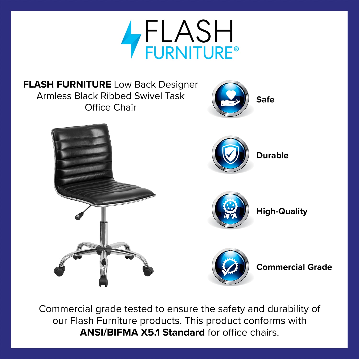 Flash Furniture Vinyl Low Back Swivel Armless Task Chair BlackGray PopularChairscom