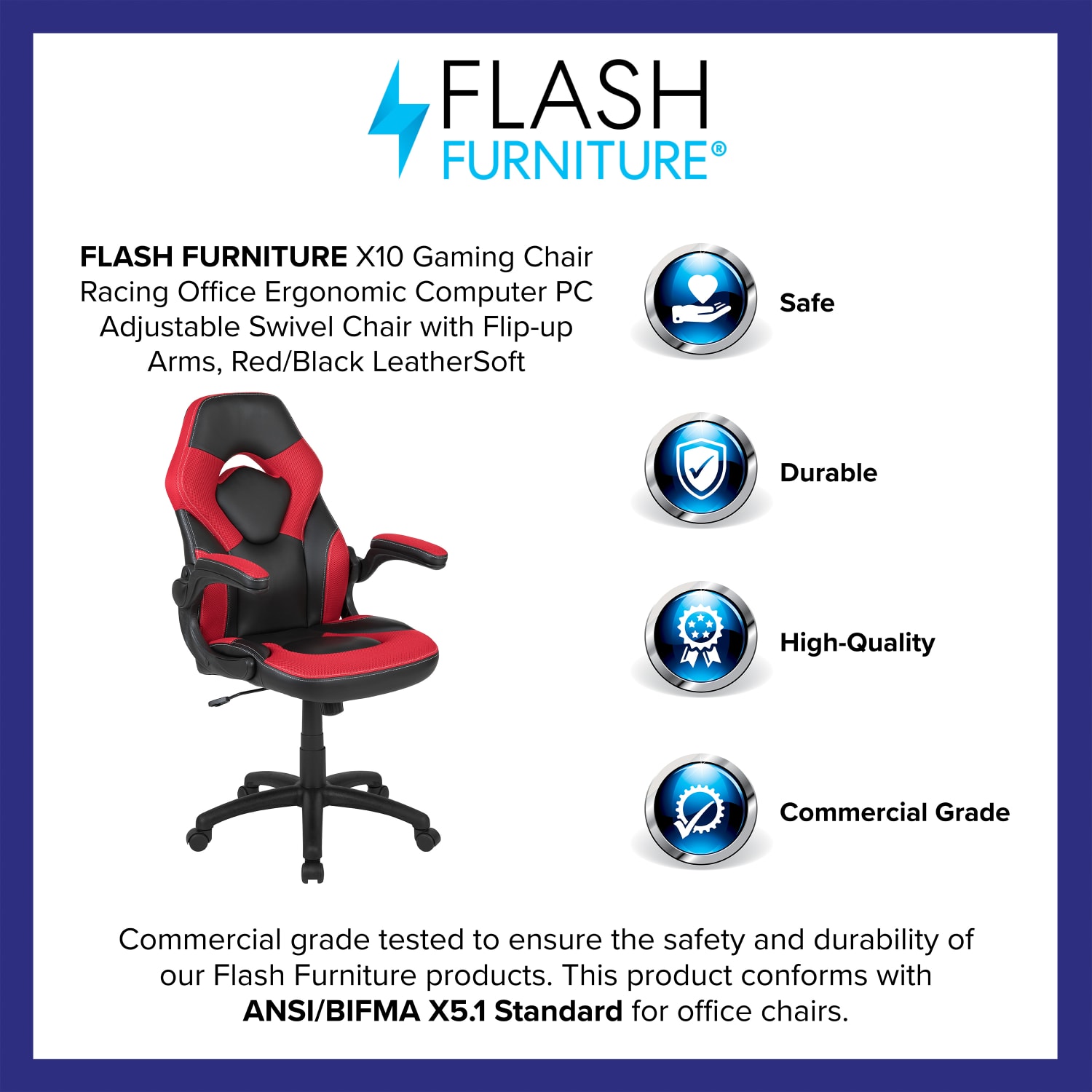 Flash Furniture X10 Ergonomic LeatherSoft Faux Leather HighBack Racing Gaming Chair With FlipUp Arms RedBlack PopularChairscom Flash Furniture X10 Ergonomic LeatherSoft Faux Leather High Back Racing Gaming Chair With Flip Up Arms RedBlack PopularChairscom
