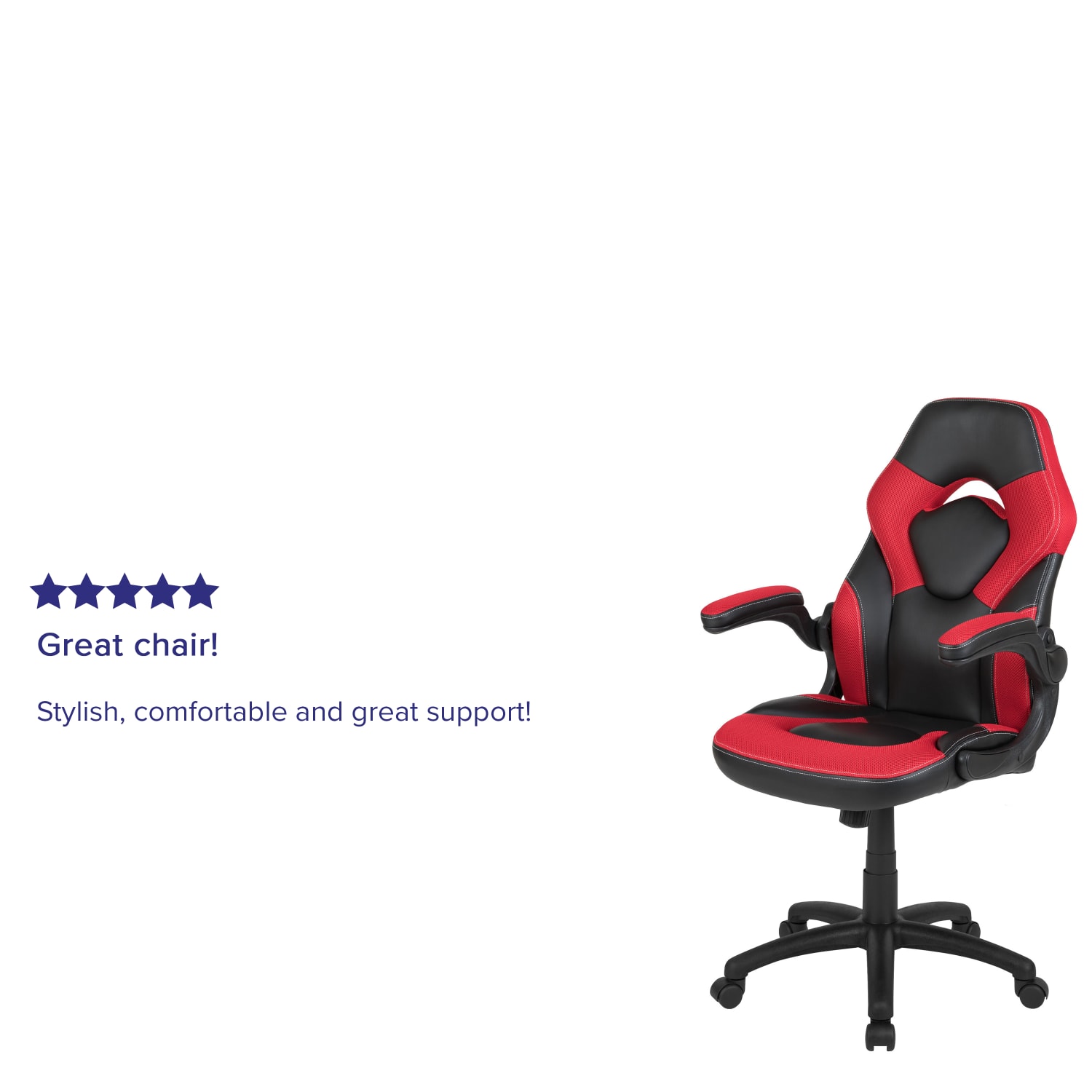 Flash Furniture X10 Ergonomic LeatherSoft Faux Leather High-Back Racing Gaming Chair With Flip-Up Arms, Red/Black - Image 6