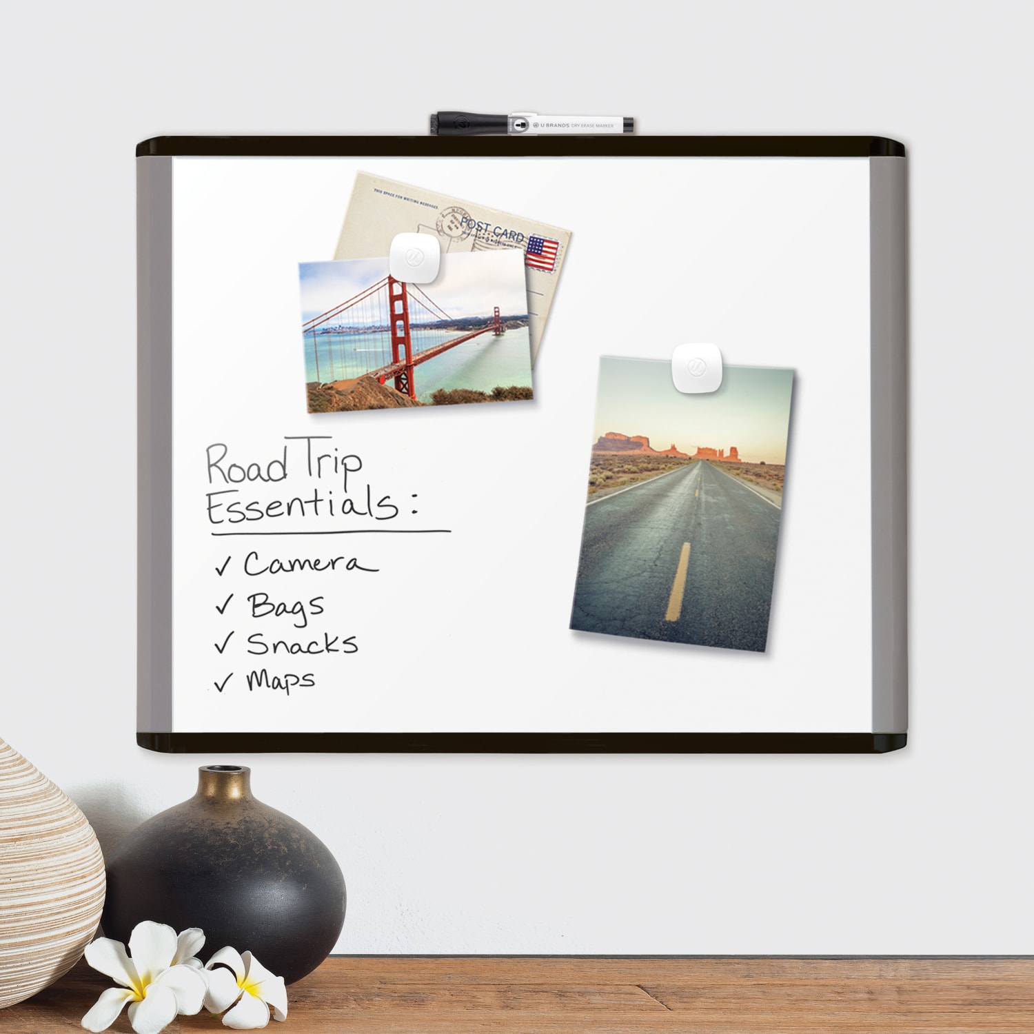 U Brands Magnetic Mod Dry-Erase Board, 20in X 16in, Black and Gray Frame (381U00-01) - Image 3