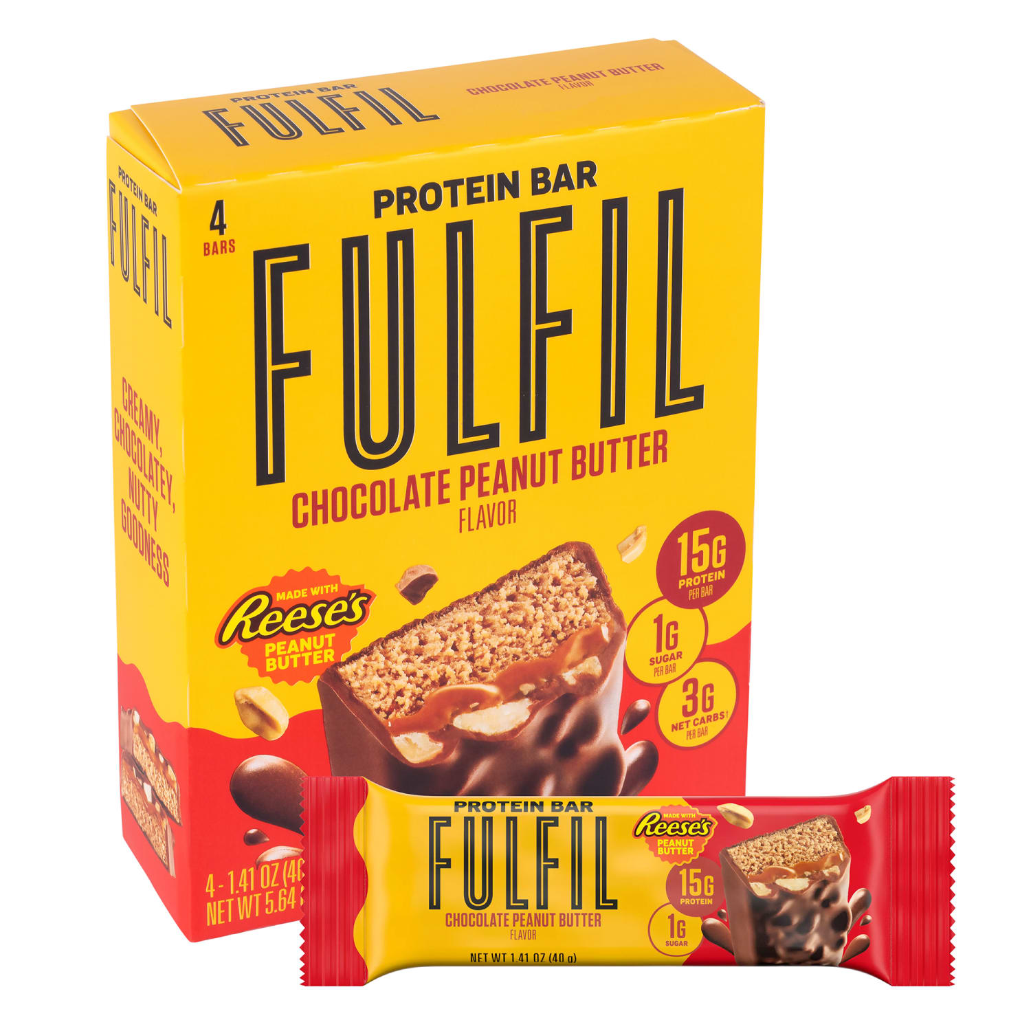 FULFIL Chocolate Peanut Butter Flavor Vitamin & Protein Standard Bars, 1.41 Oz, Total Qty 24 - Image 5
