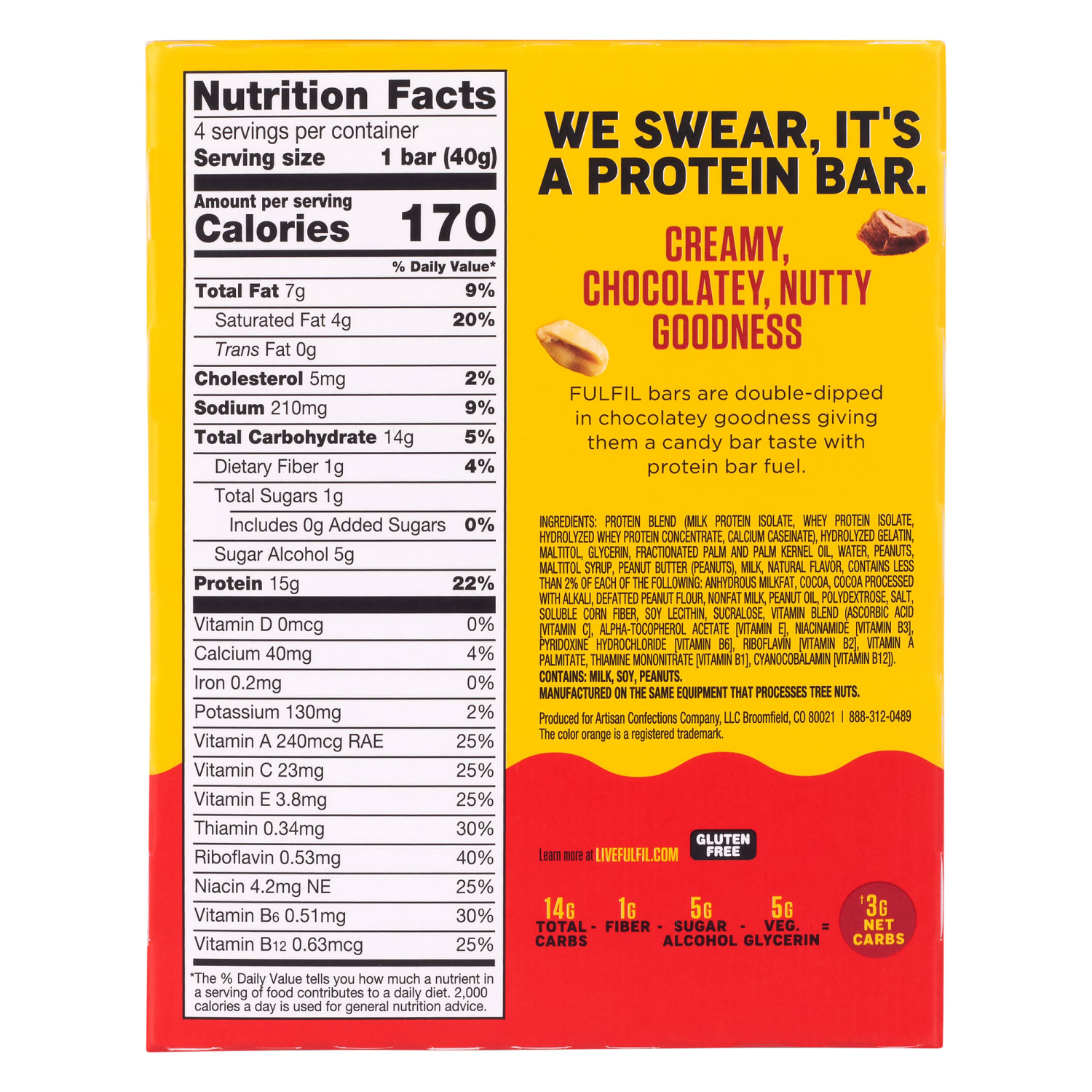 FULFIL Chocolate Peanut Butter Flavor Vitamin & Protein Standard Bars, 1.41 Oz, Total Qty 24 - Image 6