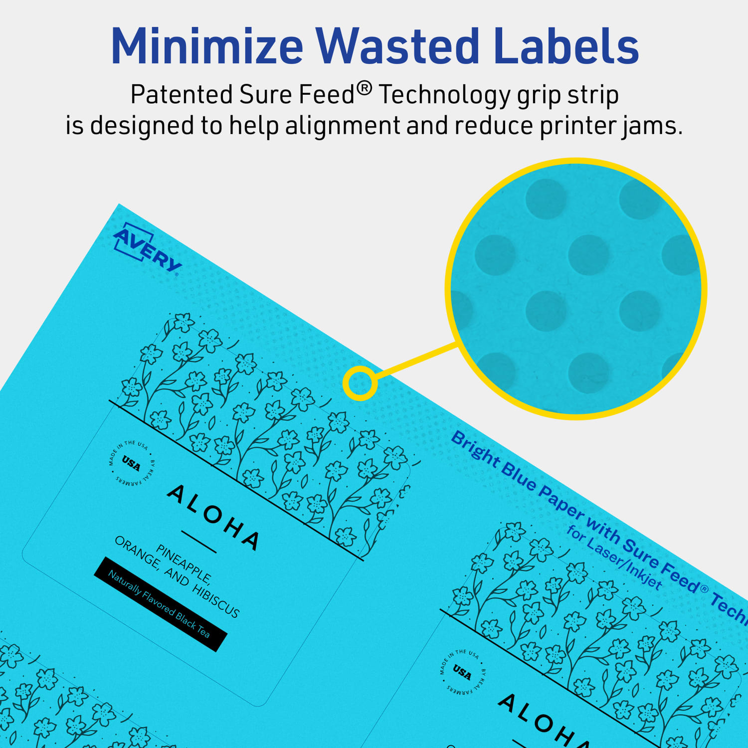 Avery Print-To-The-Edge Labels With Sure Feed Technology And Easy Peel, 94109-BBP40, Square, 2-3/4in x 2-3/4in, Matte Bright Blue, Pack of 240 - Image 5