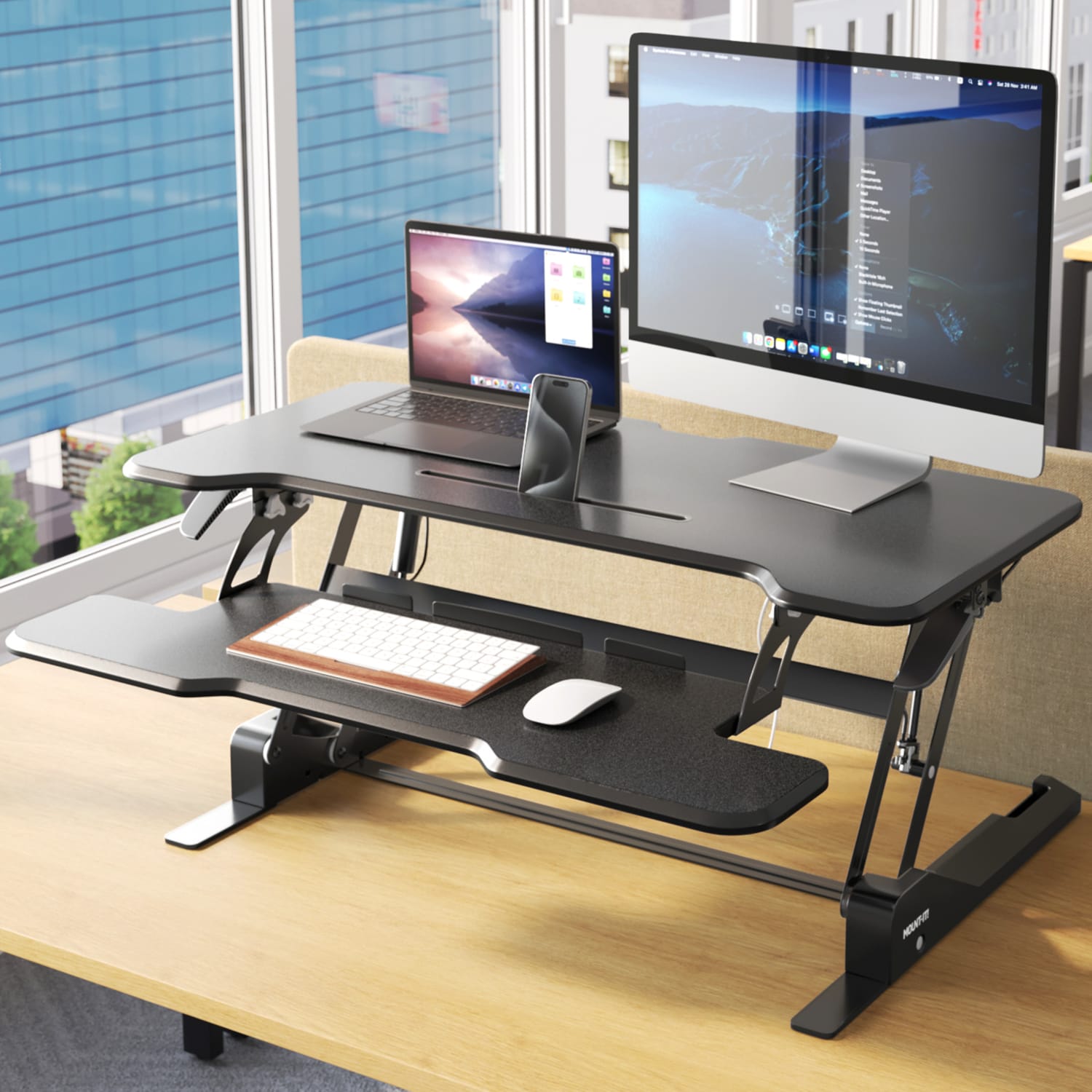 Mount-It! Standing Desk Converter With Adjustable Height And 38inW Desktop, Black - Image 5