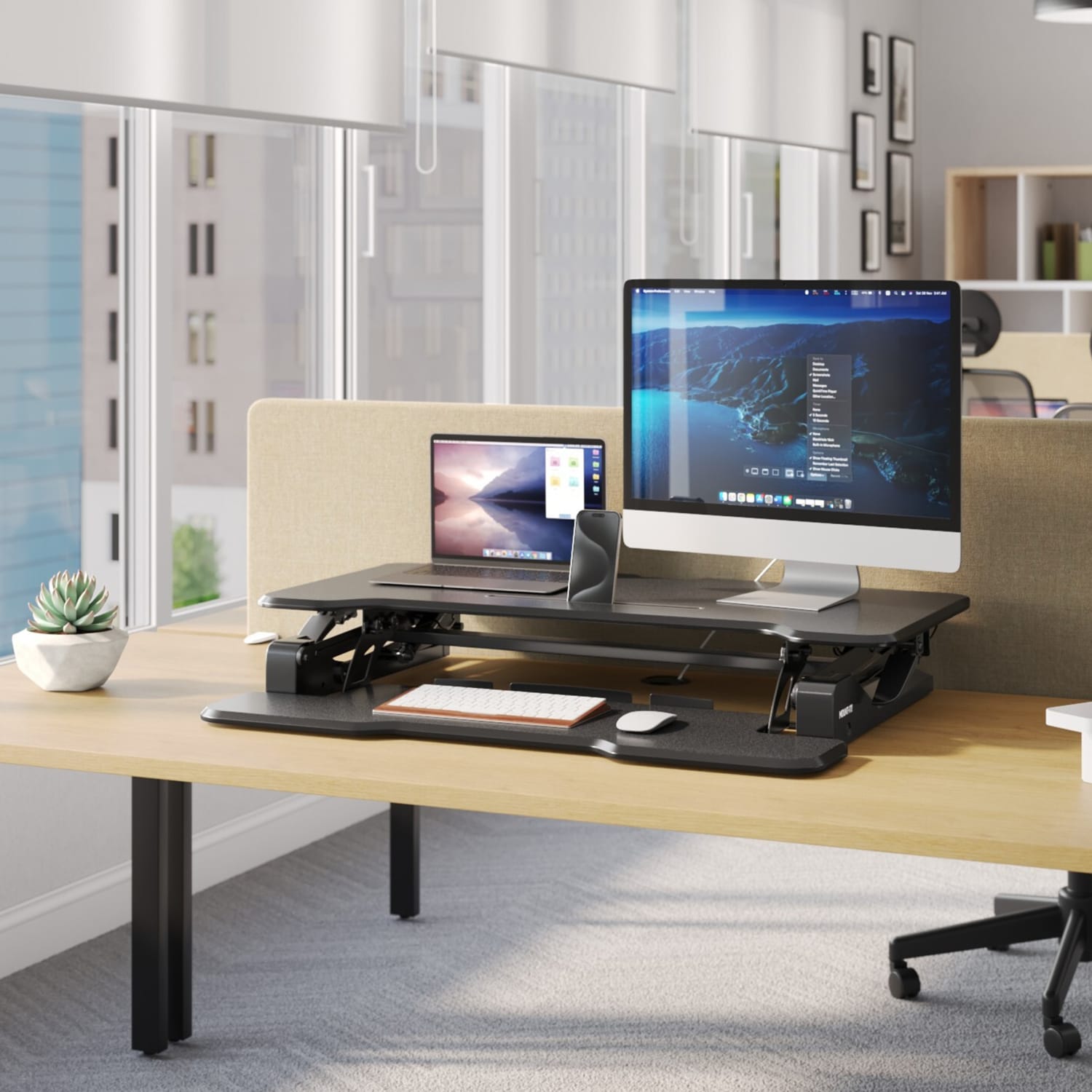 Mount-It! Standing Desk Converter With Adjustable Height And 38inW Desktop, Black - Image 6