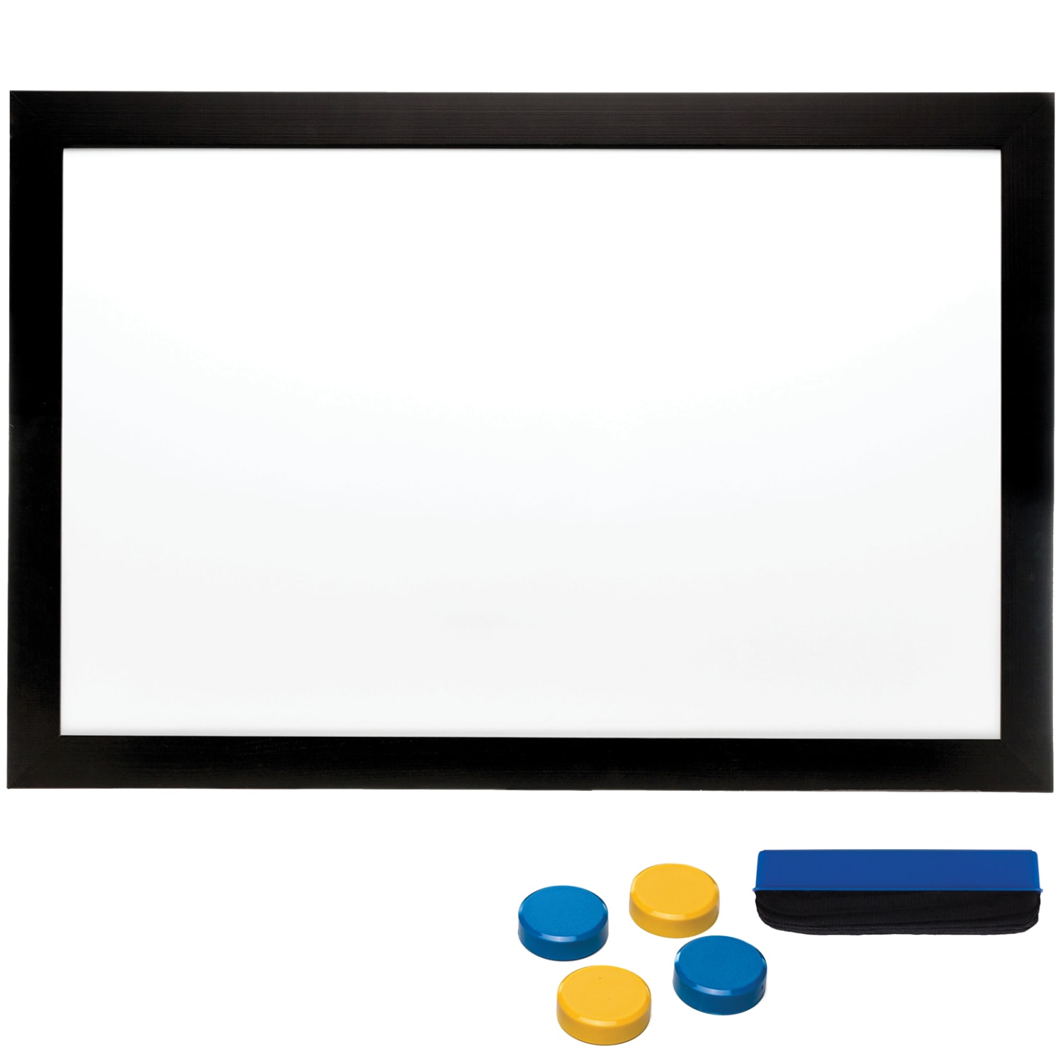 Excello Global Products Magnetic Dry-Erase Whiteboard, Steel, 24in x 36in, Black Wood Frame