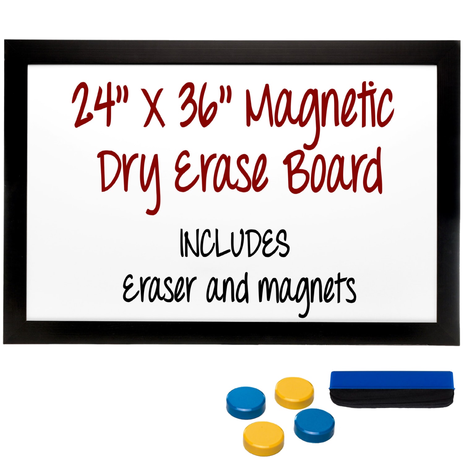 Excello Global Products Magnetic Dry-Erase Whiteboard, Steel, 24in x 36in, Black Wood Frame - Image 3