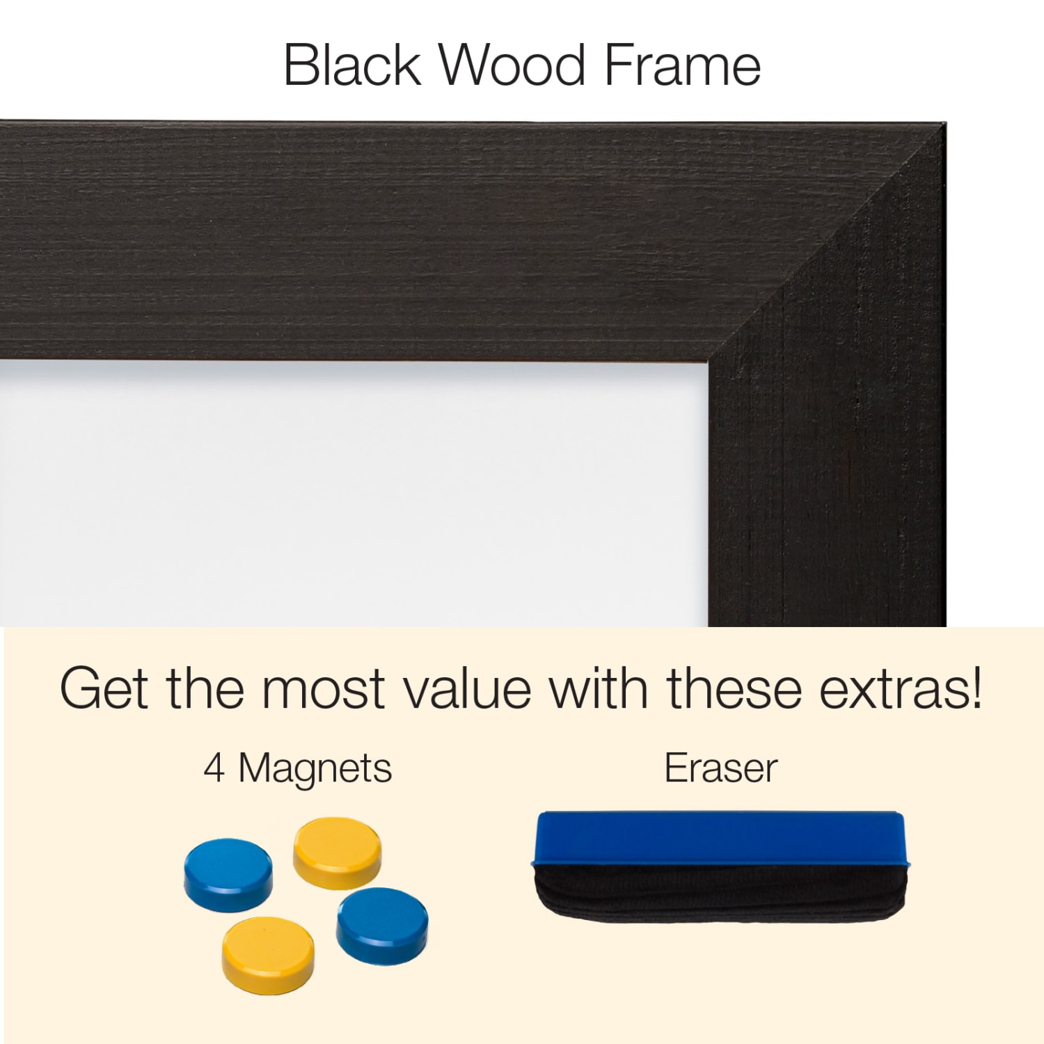 Excello Global Products Magnetic Dry-Erase Whiteboard, Steel, 24in x 36in, Black Wood Frame - Image 4