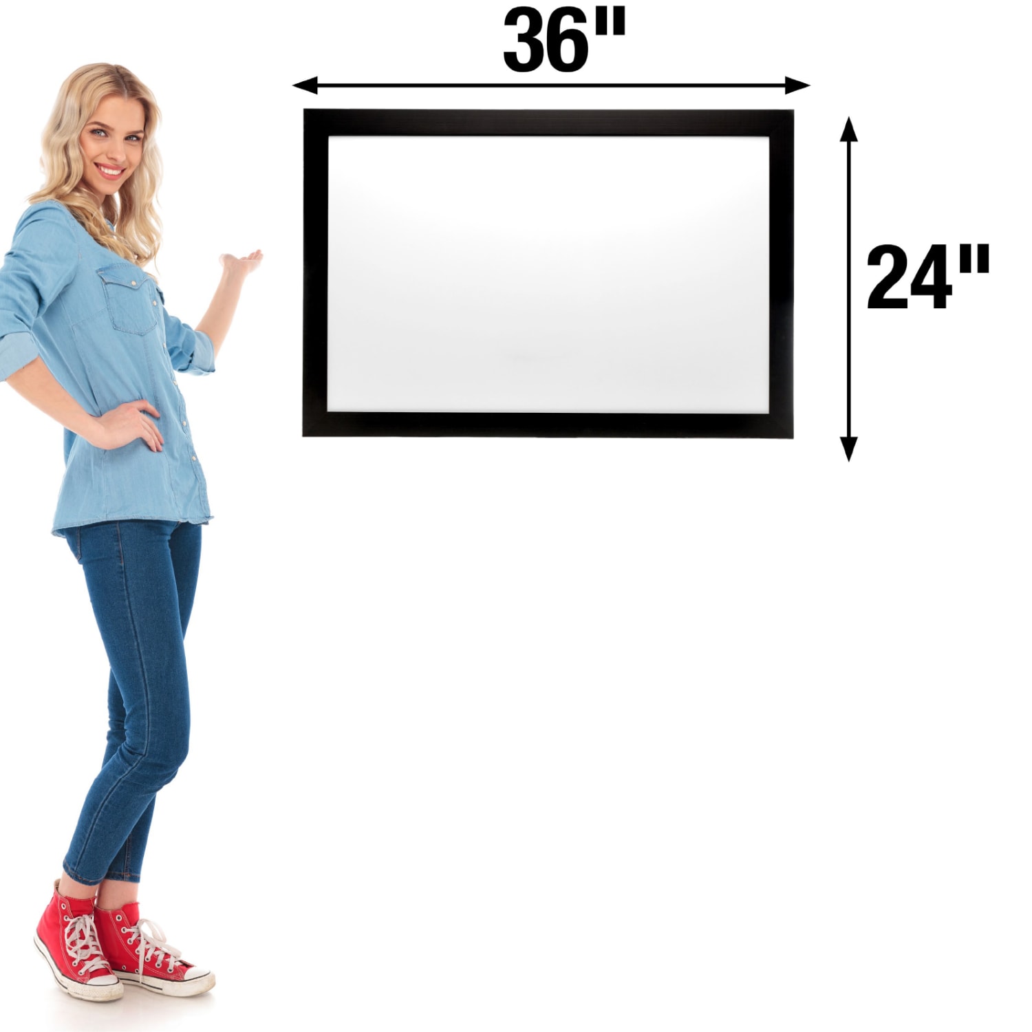 Excello Global Products Magnetic Dry-Erase Whiteboard, Steel, 24in x 36in, Black Wood Frame - Image 5
