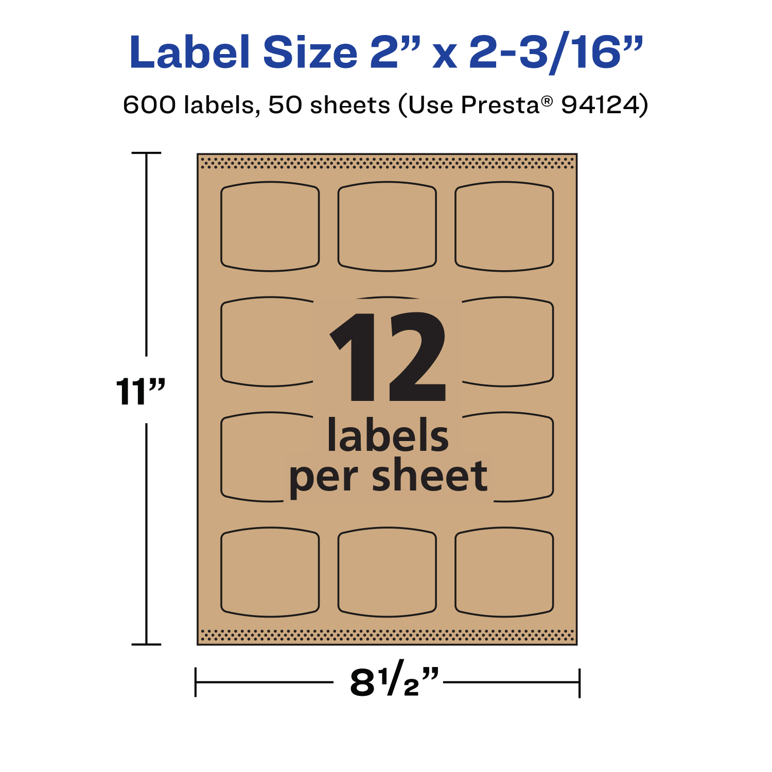 Avery Kraft Permanent Labels With Sure Feed, 94124-KMP50, Arched Square, 2in x 2-3/16in, Brown, Pack Of 600 - Image 6