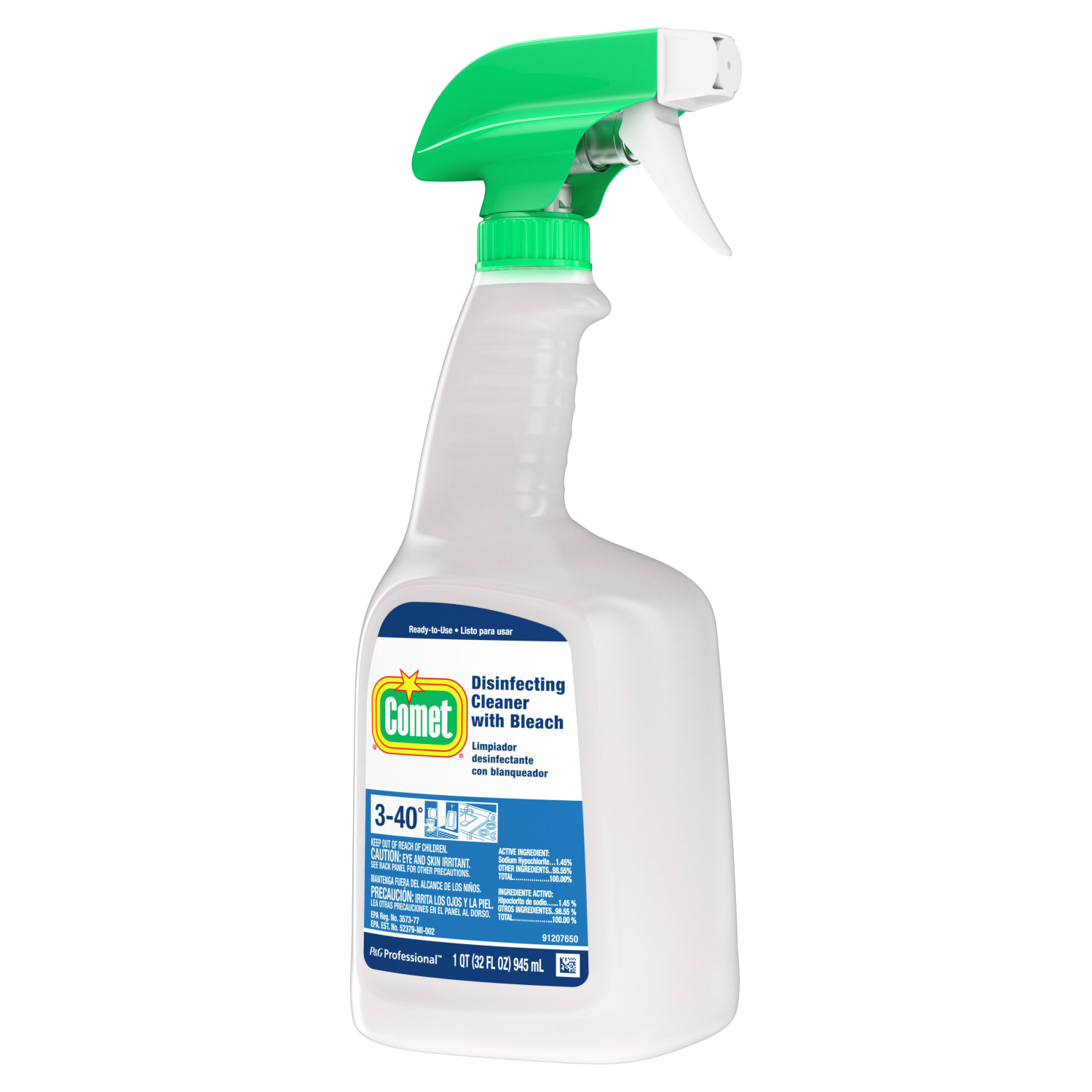 Comet Professional Multi Purpose Disinfecting Liquid Cleaner with Bleach Spray, 32 fl oz - Image 4