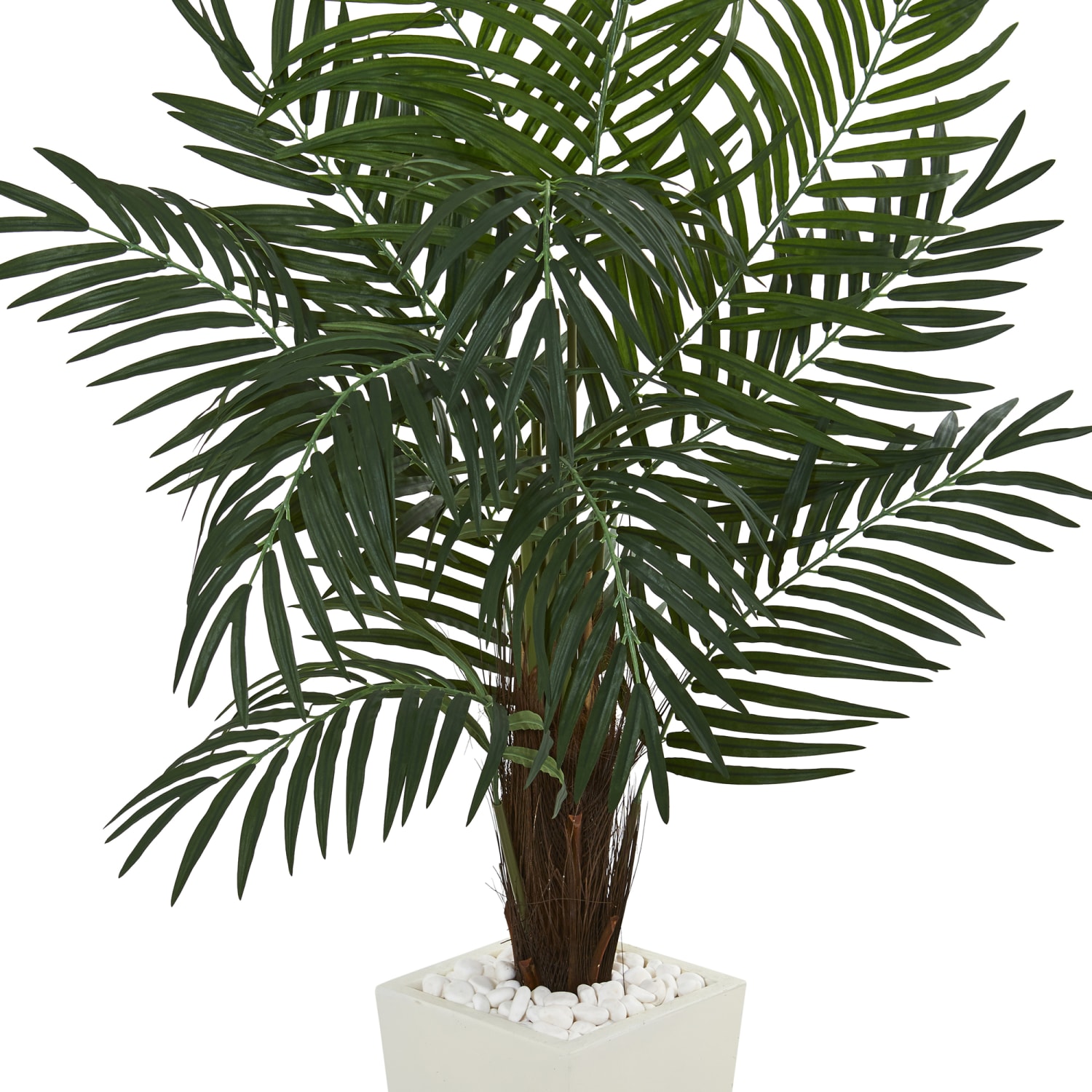 Nearly Natural Areca 66in Artificial Palm Tree With Tower Planter, Green/White - Image 4
