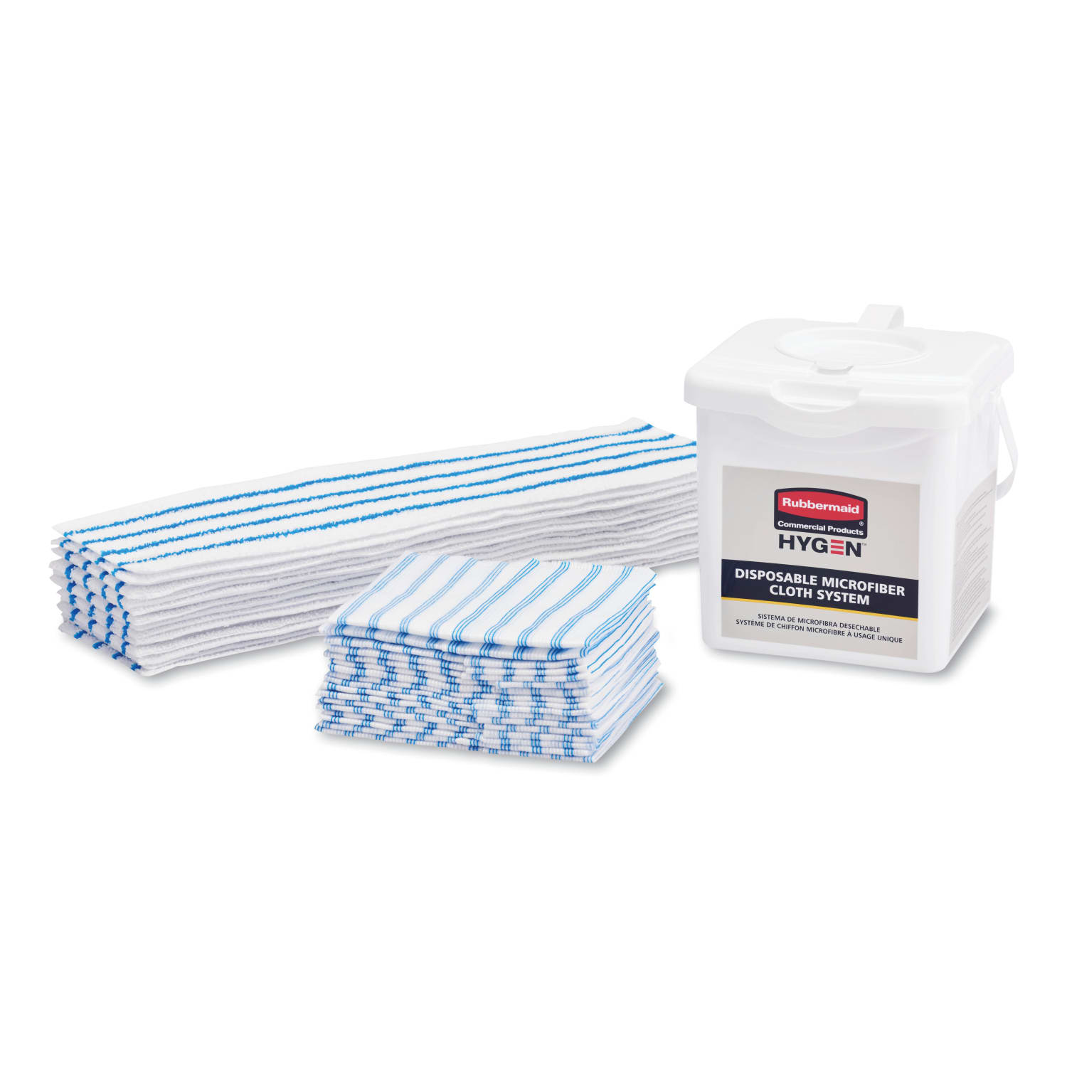 Rubbermaid Commercial HYGEN Disposable Microfiber Mop Pads, White/Blue, 50 Pads Per Pack, Case Of 3 Packs - Image 3