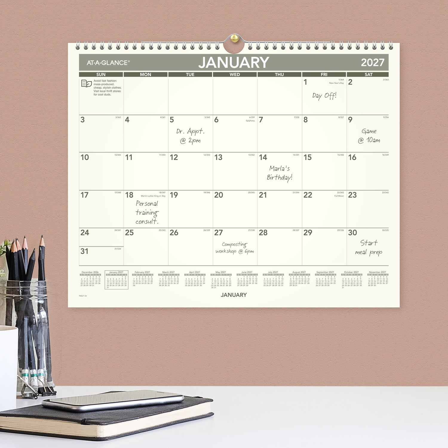 AT-A-GLANCE 2027 Recycled Monthly Wall Calendar, Medium, 15in x 12in - Image 3