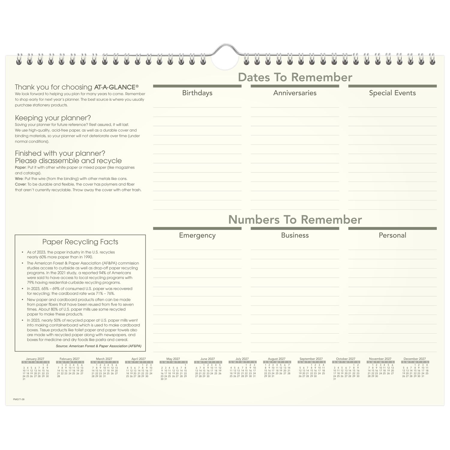 AT-A-GLANCE 2027 Recycled Monthly Wall Calendar, Medium, 15in x 12in - Image 6