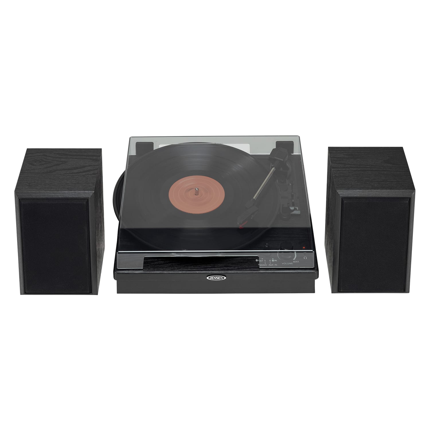 JENSEN Dual-Direction JTA-315 Bluetooth Belt-Drive Turntable With Speakers, Medium, Black - Image 3