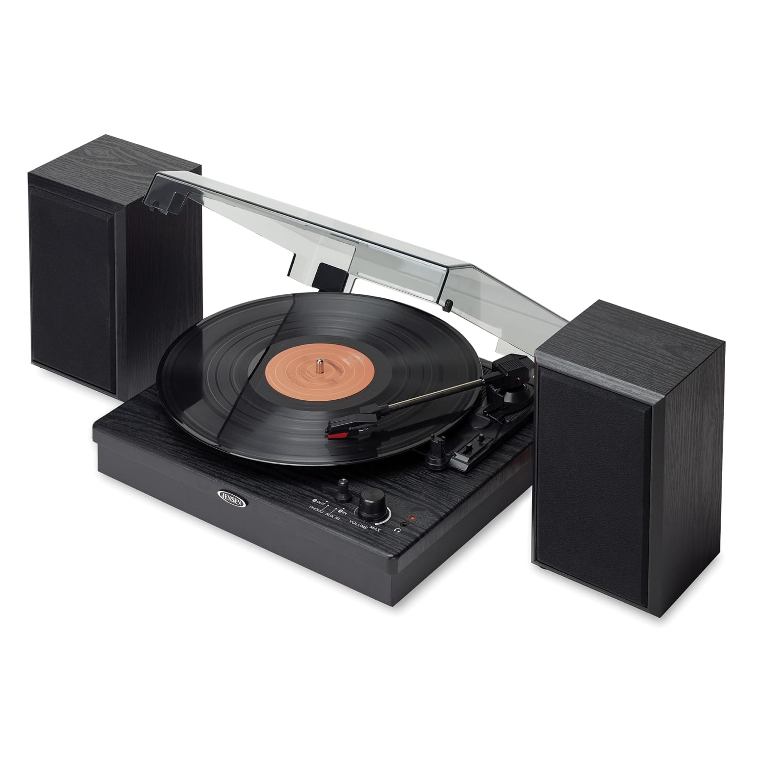 JENSEN Dual-Direction JTA-315 Bluetooth Belt-Drive Turntable With Speakers, Medium, Black - Image 4
