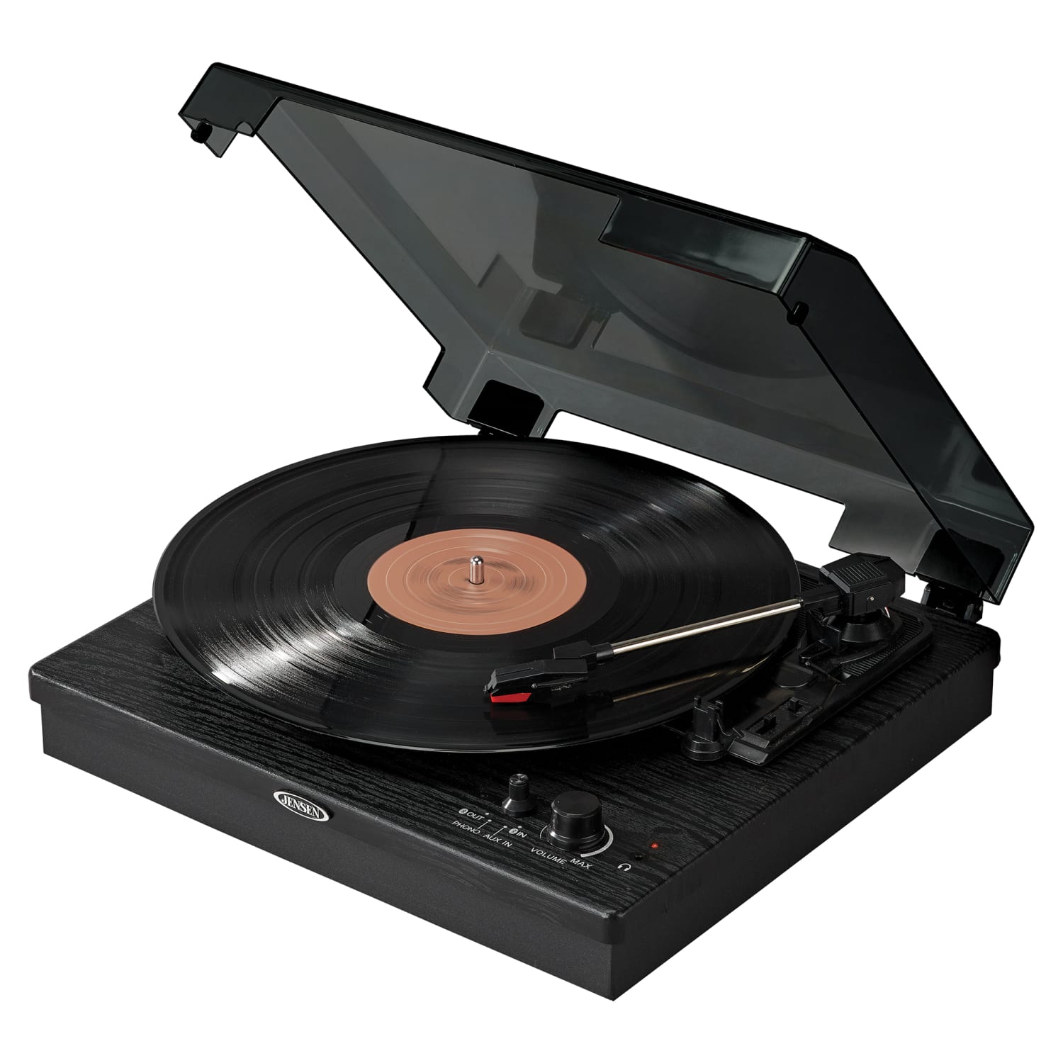 JENSEN Dual-Direction JTA-315 Bluetooth Belt-Drive Turntable With Speakers, Medium, Black - Image 5