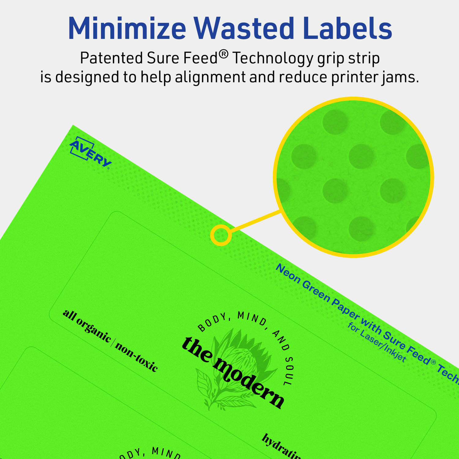 Avery Print-To-The-Edge Labels With Sure Feed Technology And Easy Peel, 94242-NGP40, Rectangle, 2in x 6in, Matte Neon Green, Pack of 160 - Image 5