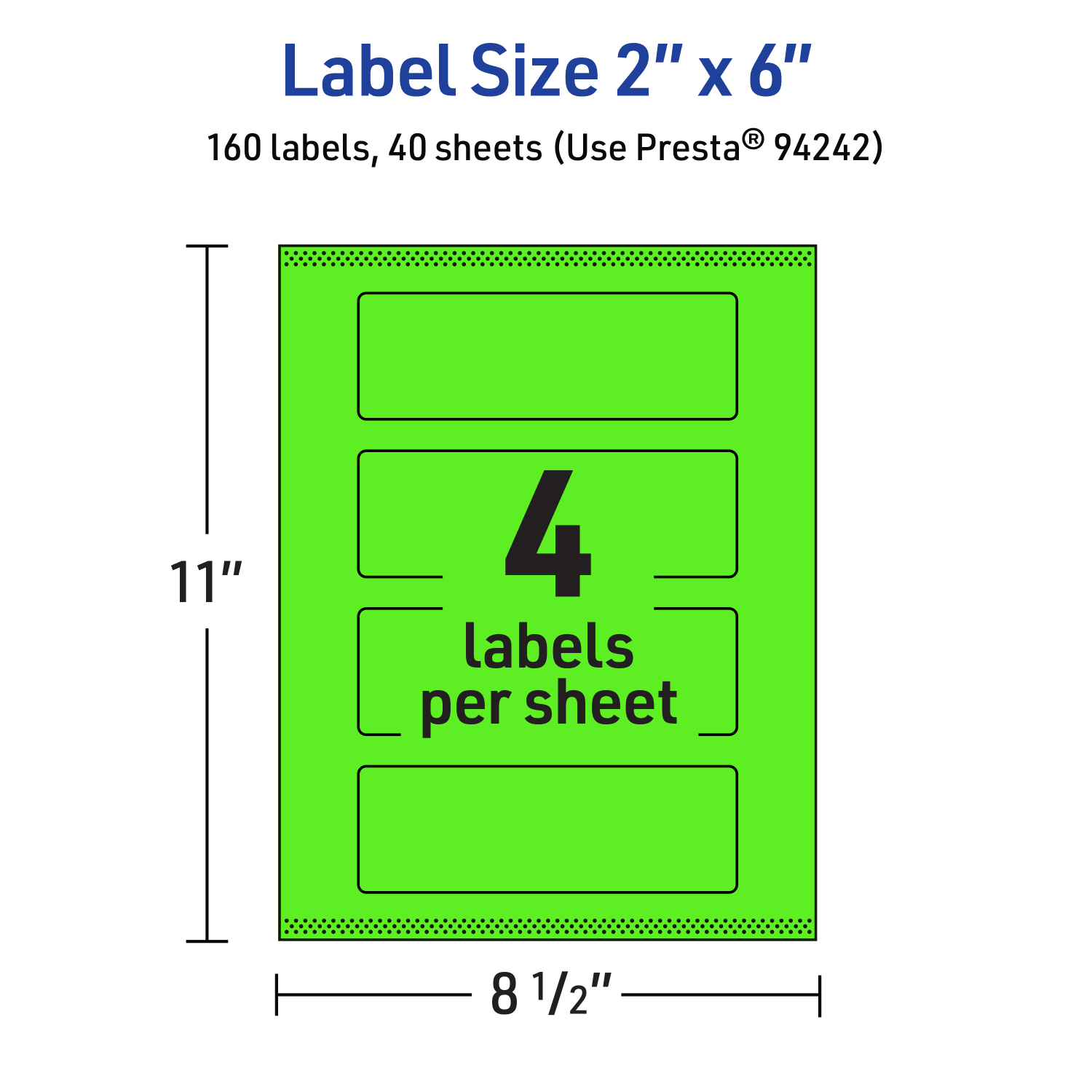 Avery Print-To-The-Edge Labels With Sure Feed Technology And Easy Peel, 94242-NGP40, Rectangle, 2in x 6in, Matte Neon Green, Pack of 160 - Image 6