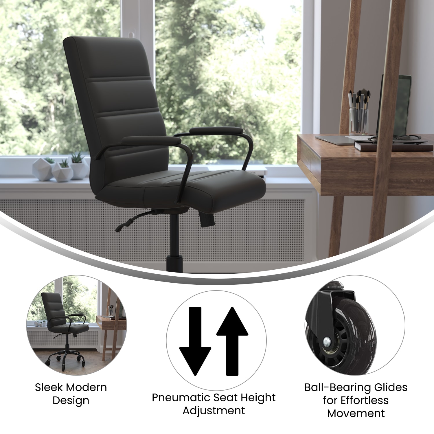 Flash Furniture Camilia Ergonomic Faux Leather MidBack Executive Swivel Office Chair With Arms Black PopularChairscom Flash Furniture Camilia Ergonomic Faux Leather Mid Back Executive Swivel Office Chair With Arms Black PopularChairscom