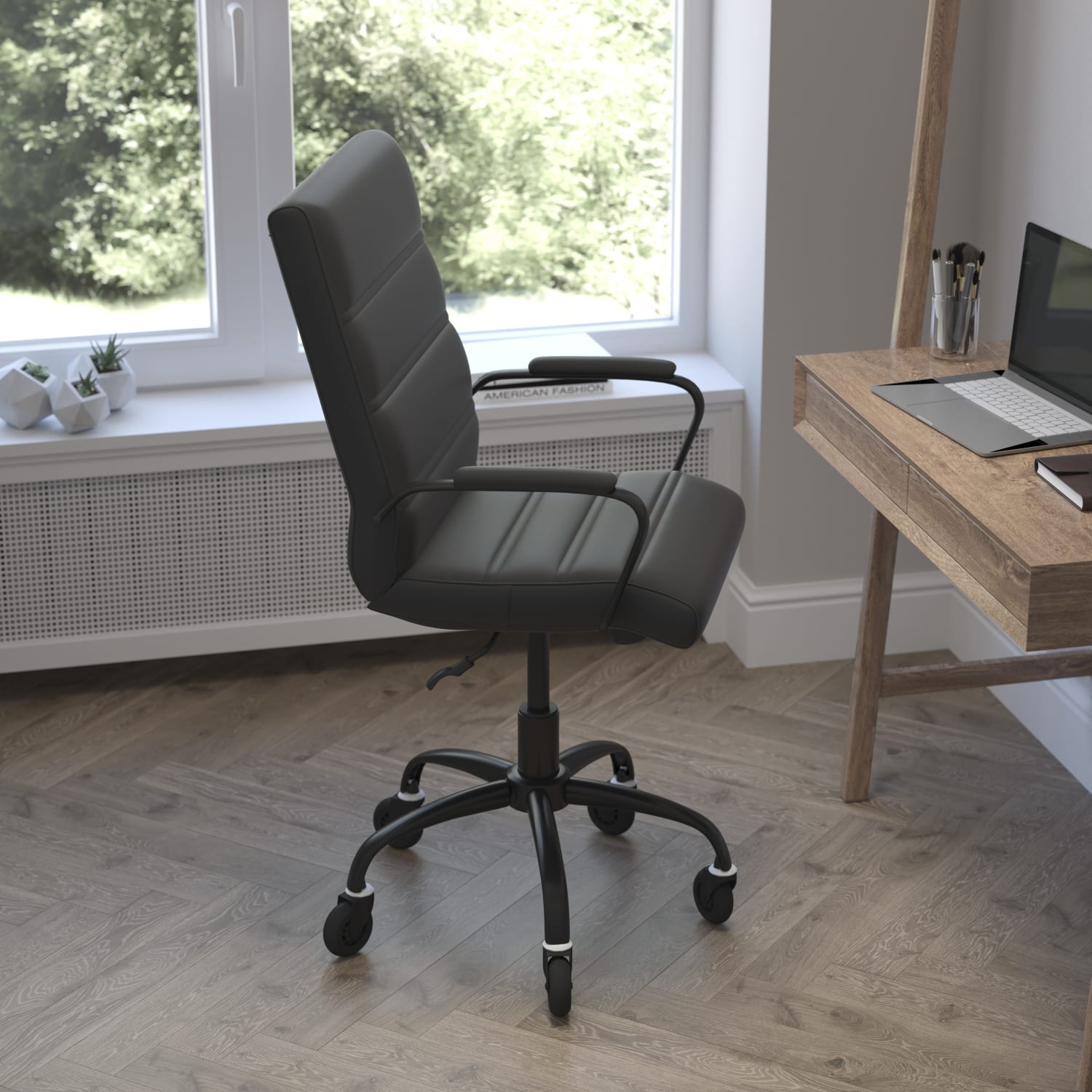 Flash Furniture Camilia Ergonomic Faux Leather MidBack Executive Swivel Office Chair With Arms Black PopularChairscom Flash Furniture Camilia Ergonomic Faux Leather Mid Back Executive Swivel Office Chair With Arms Black PopularChairscom
