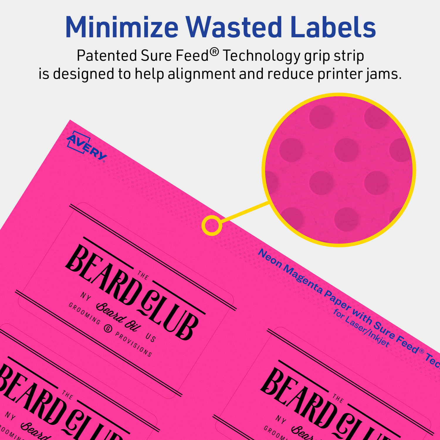 Avery Print-To-The-Edge Labels With Sure Feed Technology And Easy Peel, 94237-NMP40, Rectangle, 2in x 3in, Matte Neon Magenta, Pack of 320 - Image 5