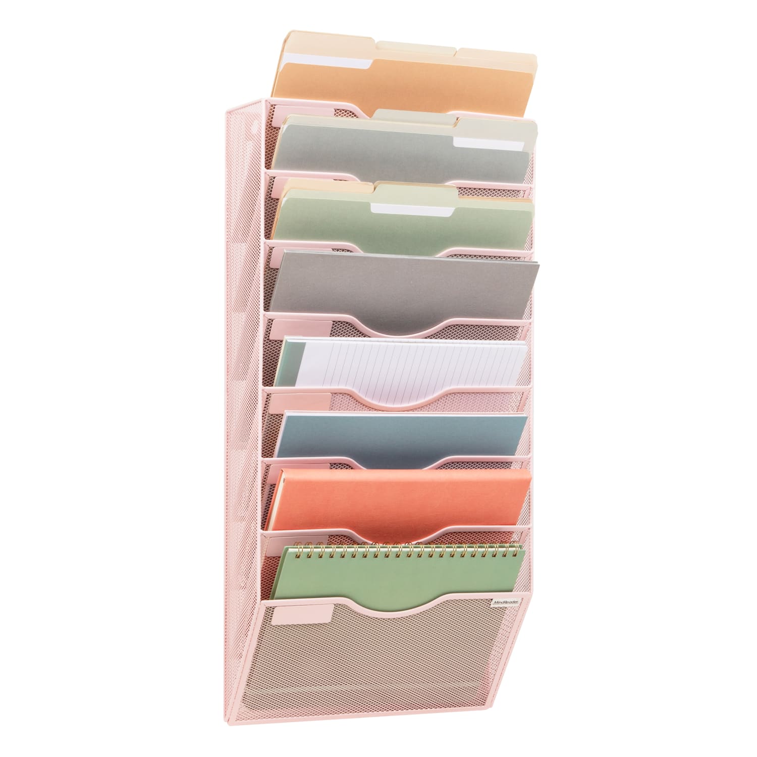 Mind Reader 8-Pocket Wall File Organizer, 26-1/4inH x 4inW x 13inD, Pink