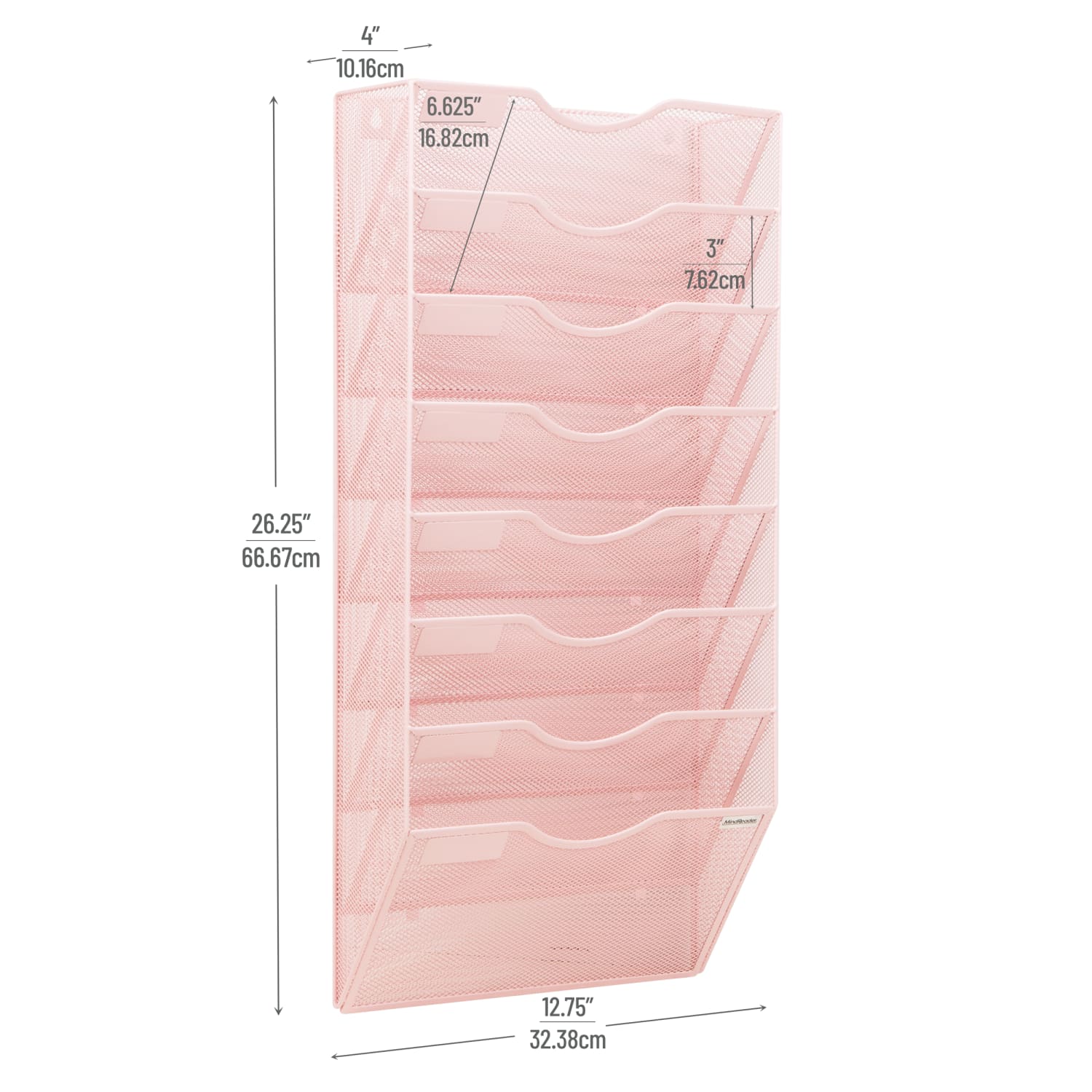 Mind Reader 8-Pocket Wall File Organizer, 26-1/4inH x 4inW x 13inD, Pink - Image 4