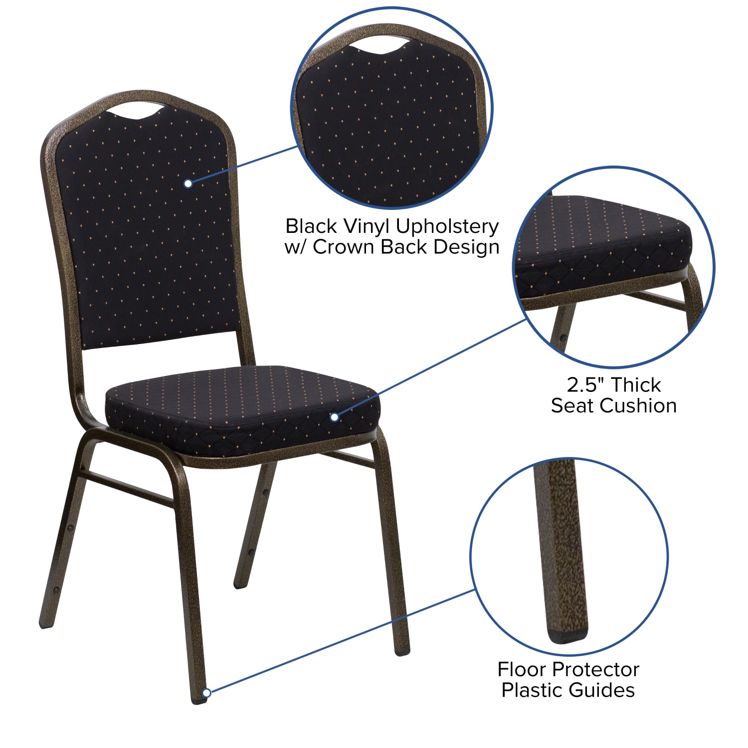 Flash Furniture HERCULES Series Crown Back Stacking Banquet Chair, Black Patterned/Goldvein - Image 6