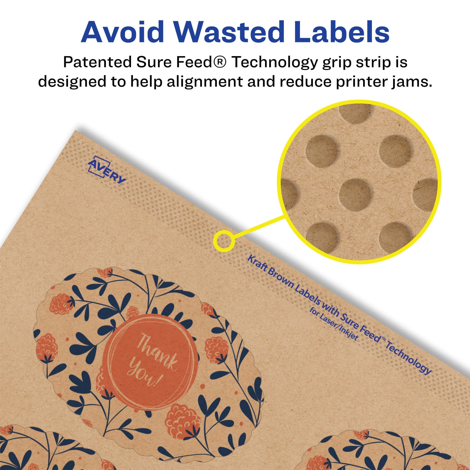 Avery Kraft Permanent Labels With Sure Feed, 94060-KMP100, Oval Scalloped, 2in x 3in, Brown, Pack Of 800 - Image 5